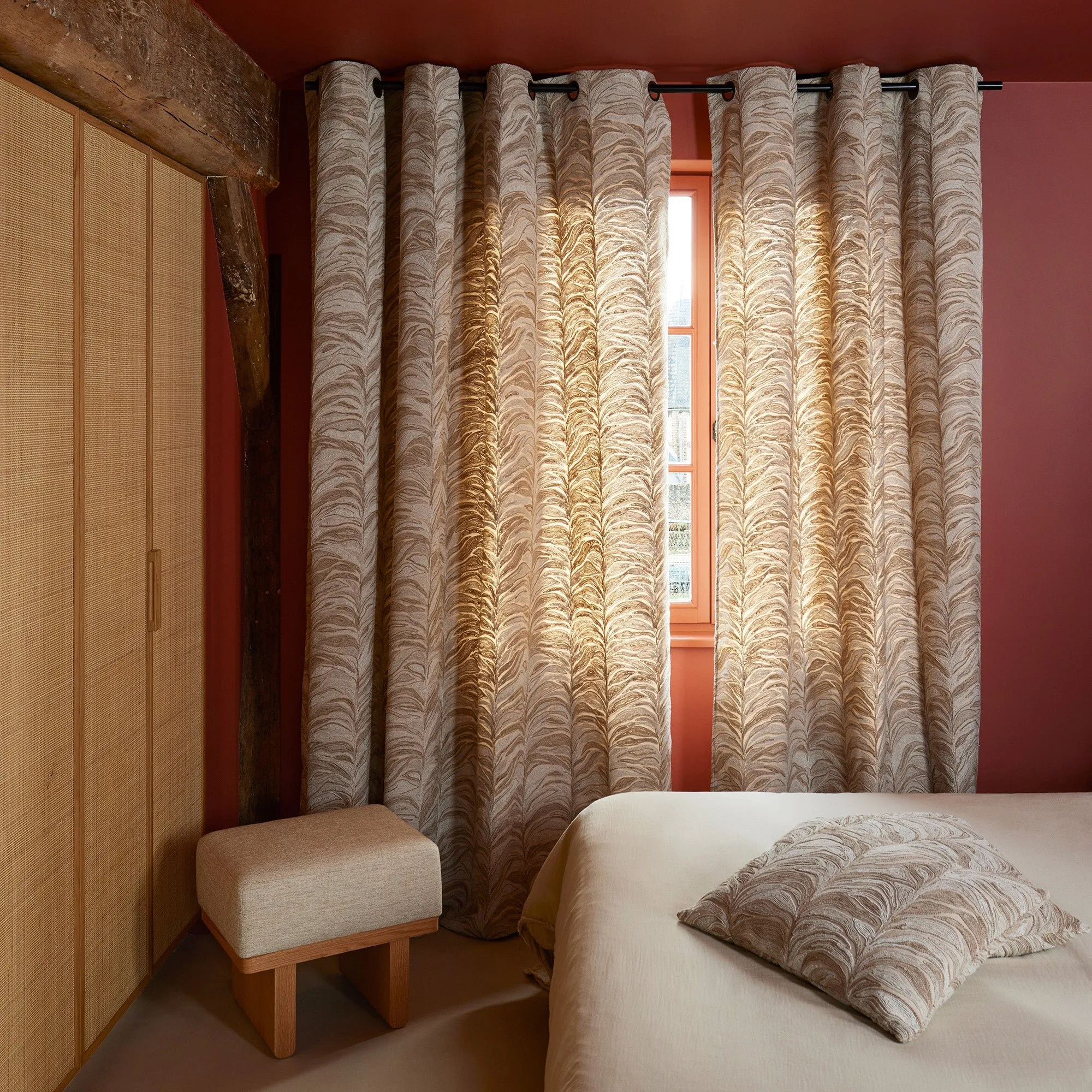 Rideau à oeillets dorés Beige ARBORETA