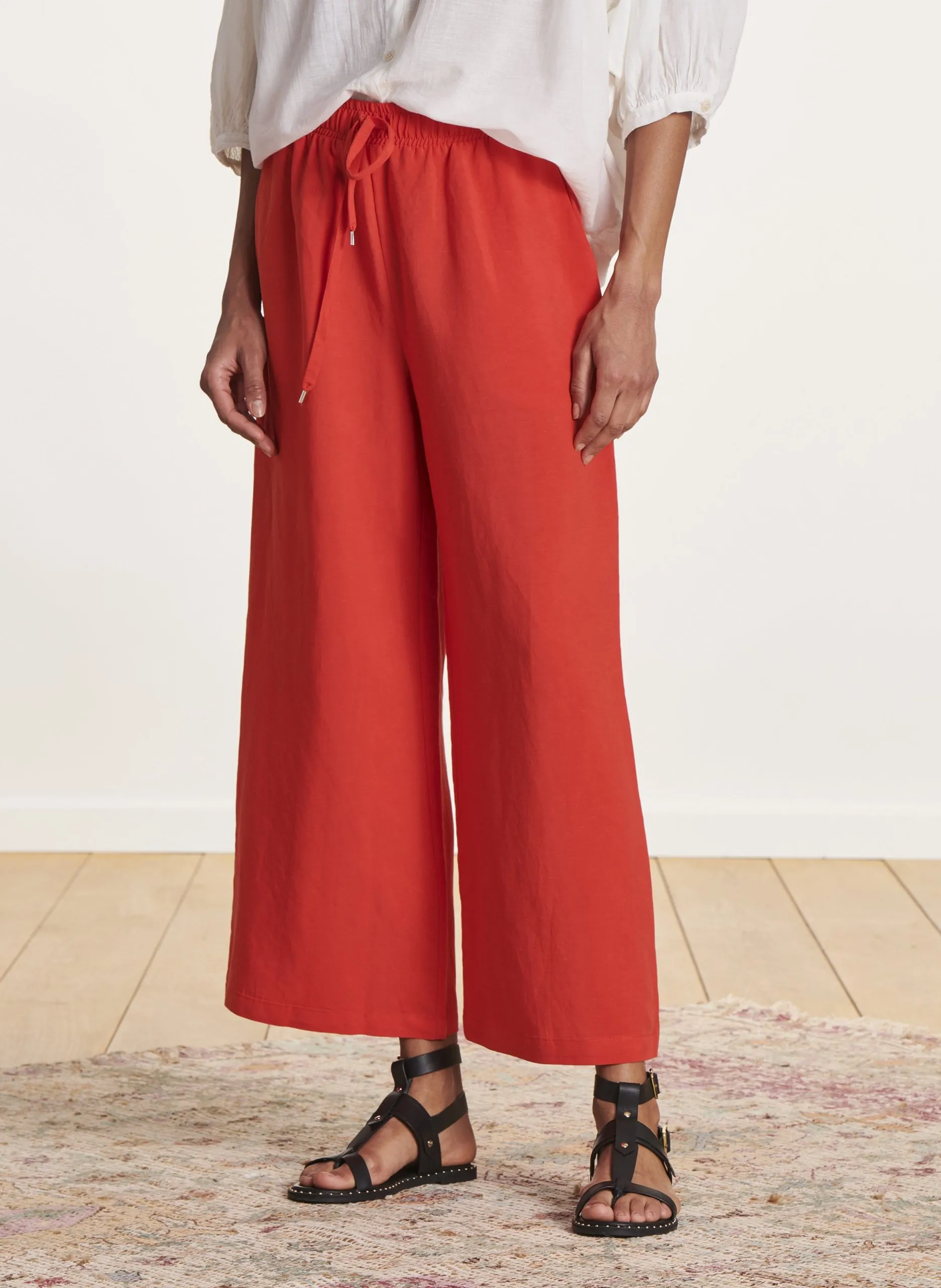 Pantalon large Rouge