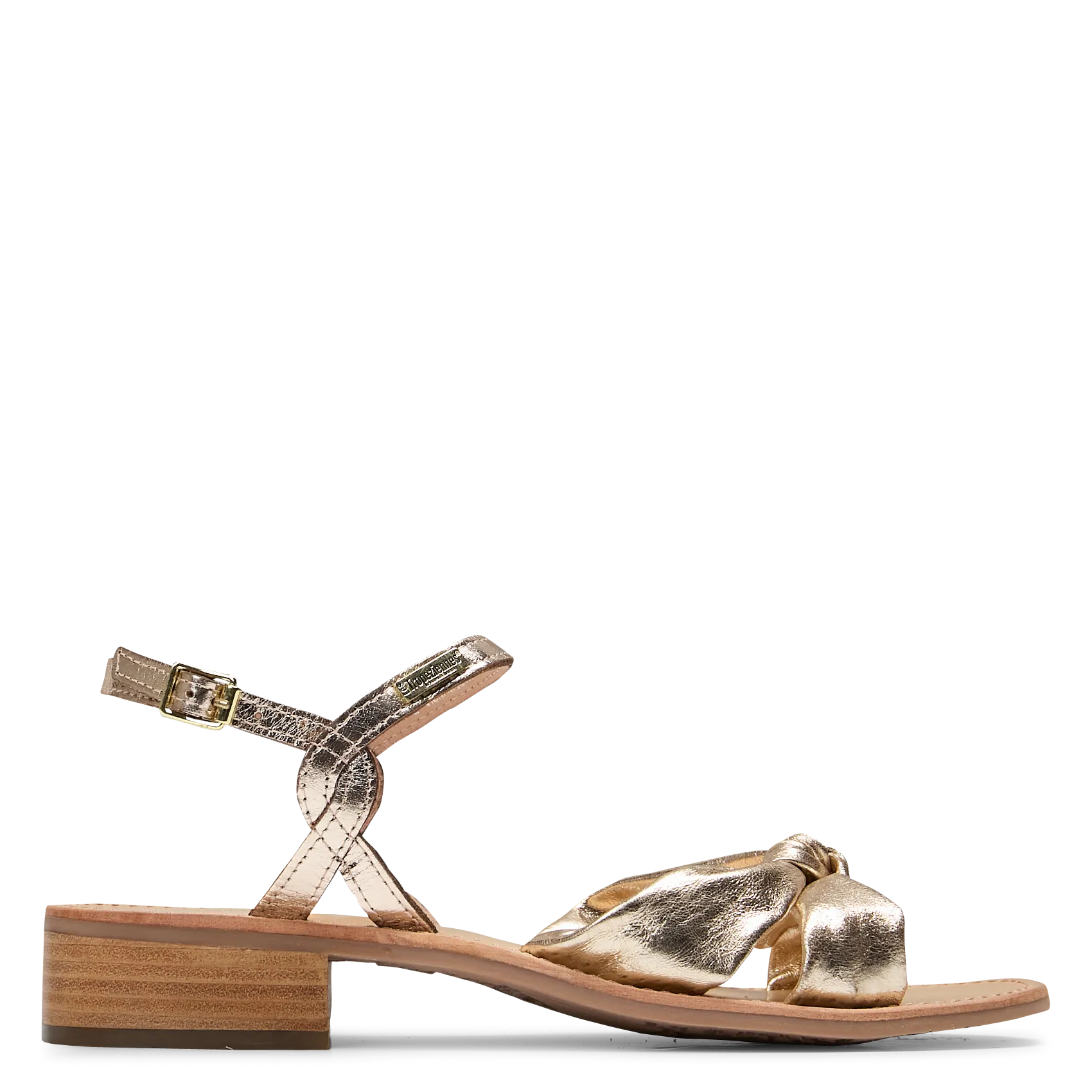 Sandales à talons en cuir métallisé Doré HIRKA