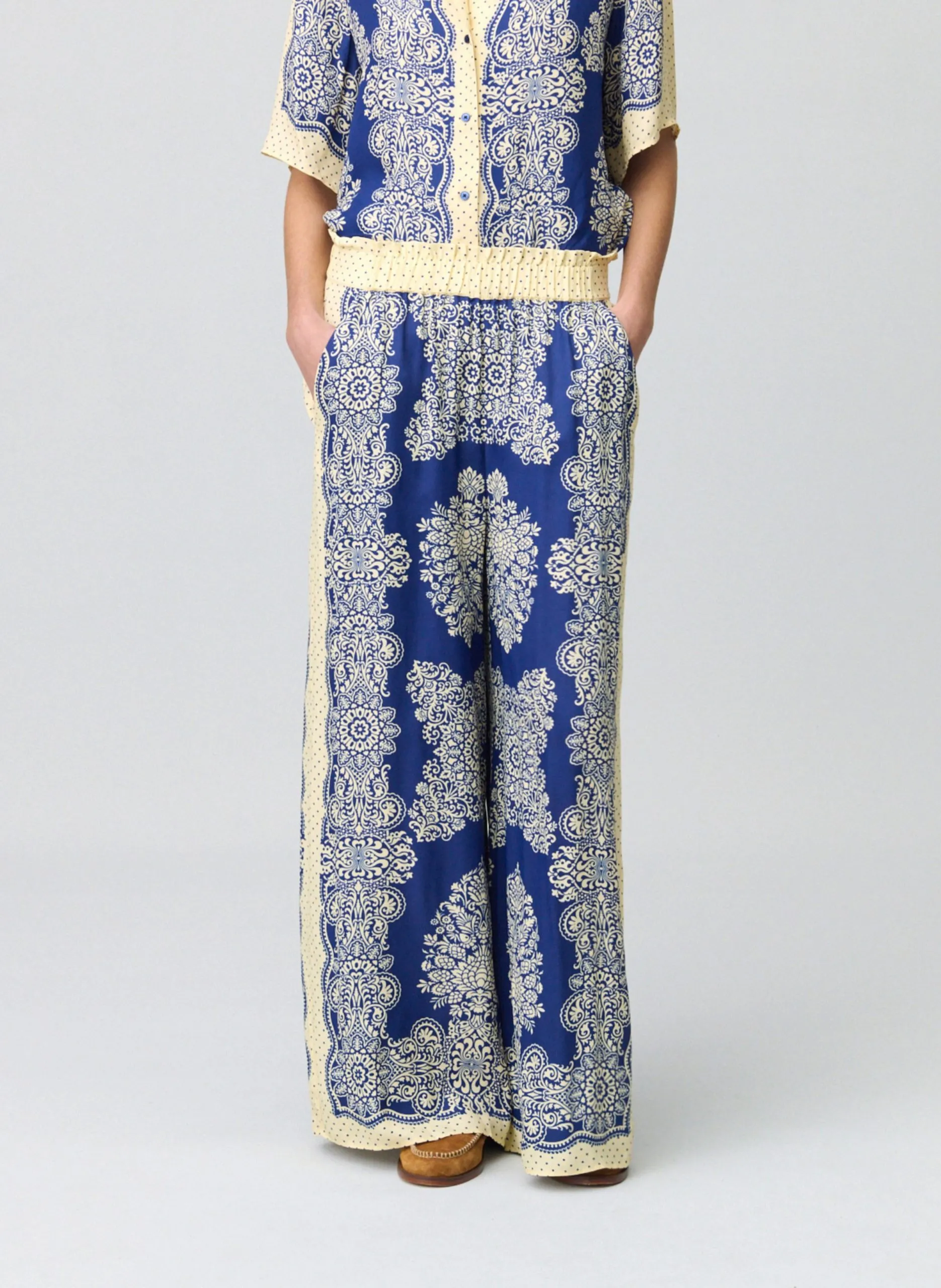 Pantalon large imprimé Multicolore