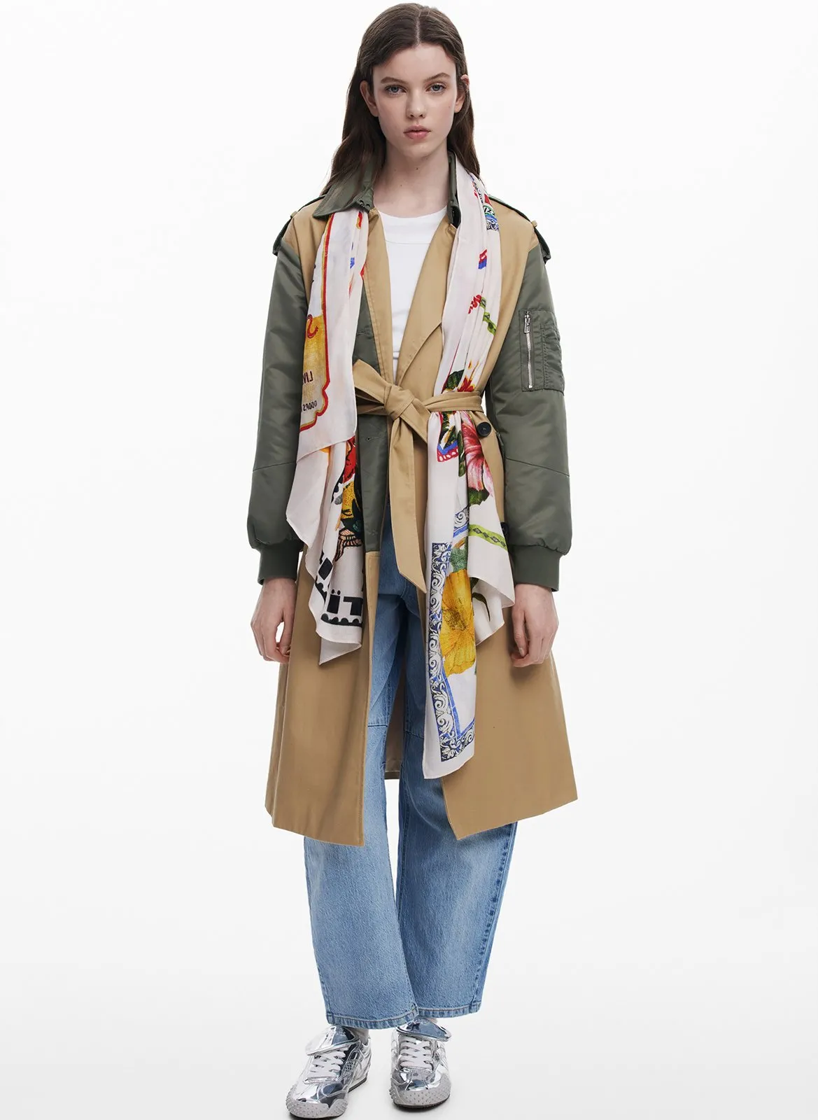 Foulard à motifs timbres Blanc