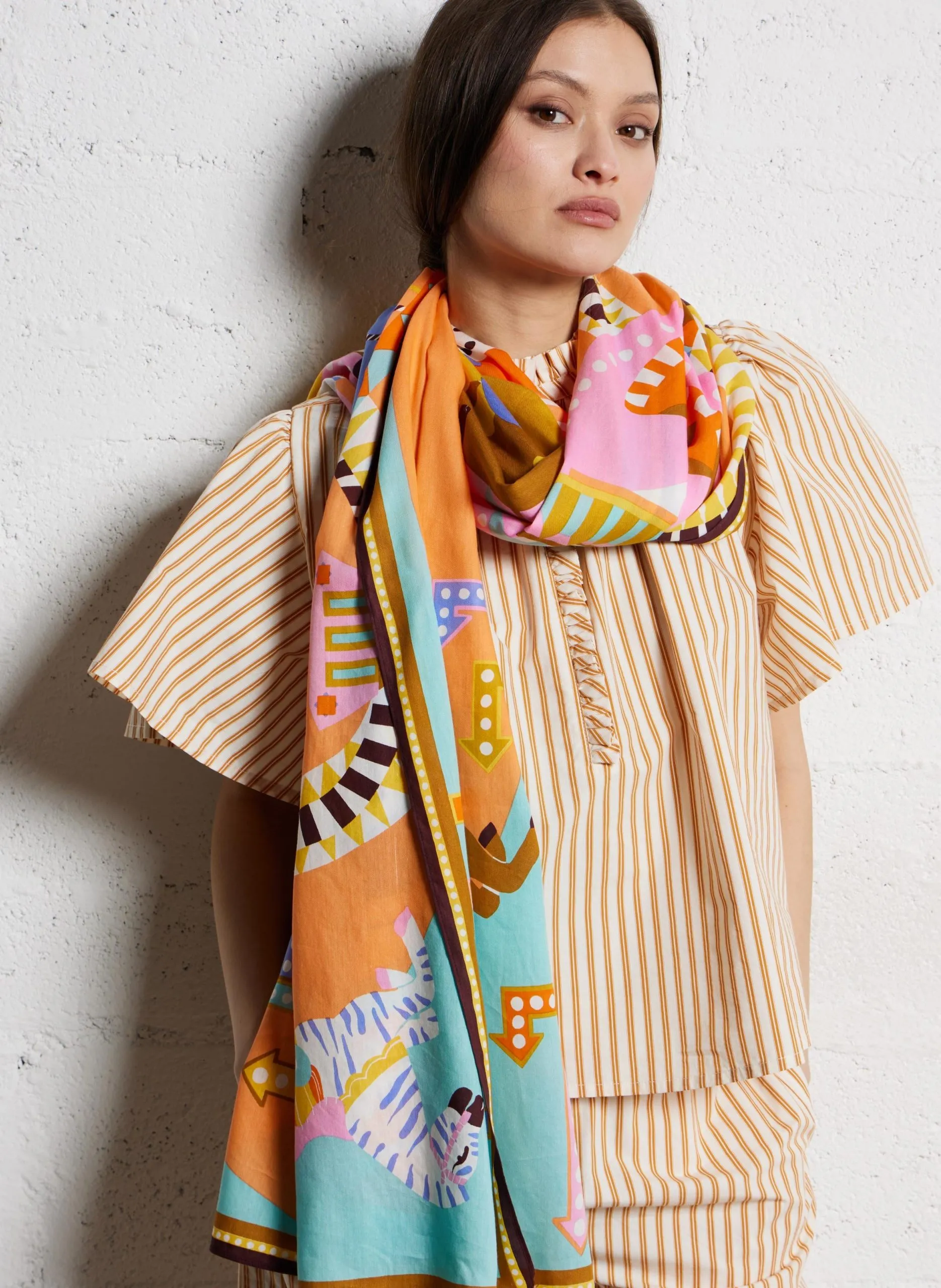 Etole imprimée en coton mélangé Multicolore ROLLERCOASTER