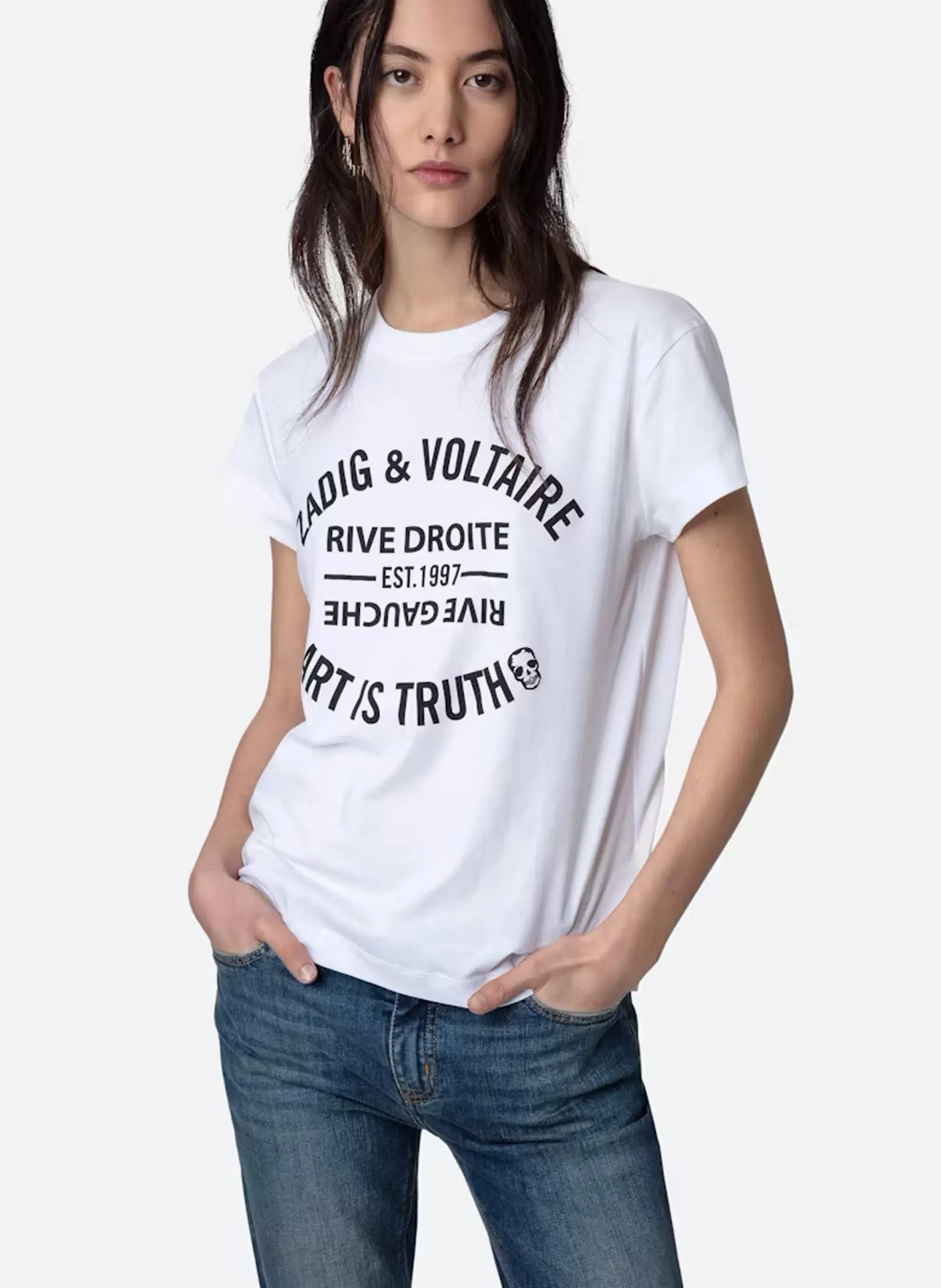 Tee-shirt droit en coton sérigraphié Blanc WALK