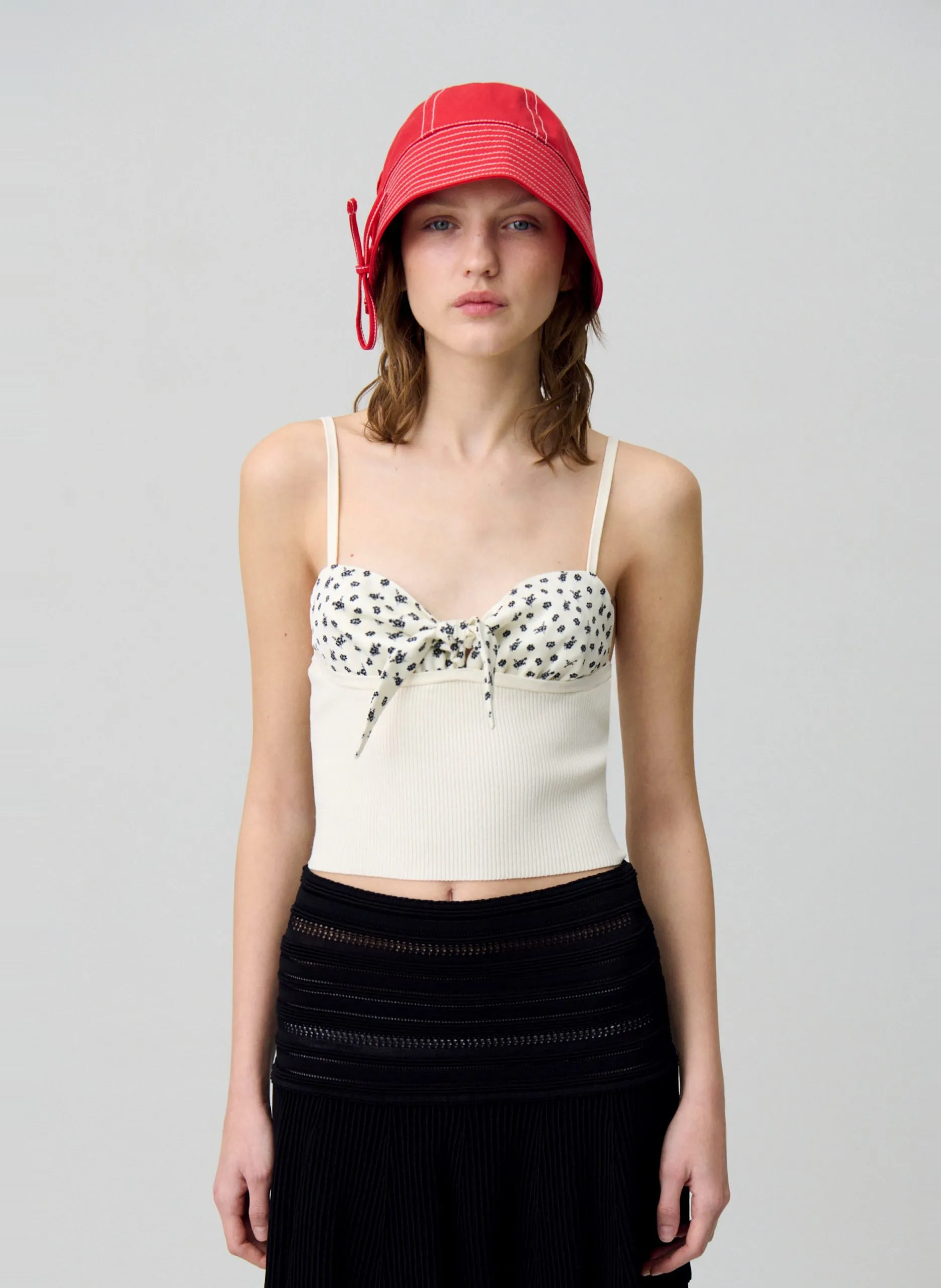 Top à imprimé fleuri Beige