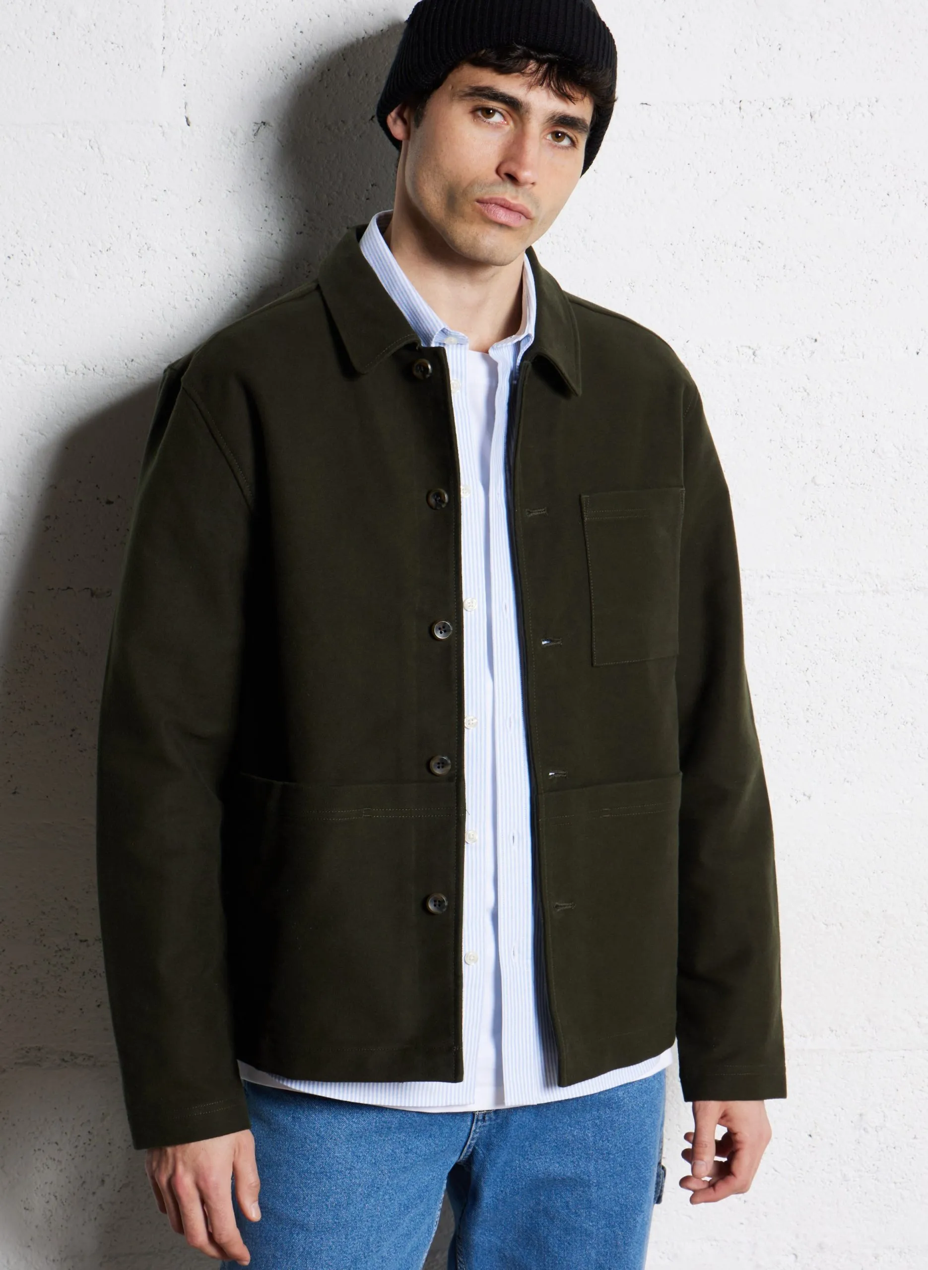 Veste col classique en coton Vert JOURNEY