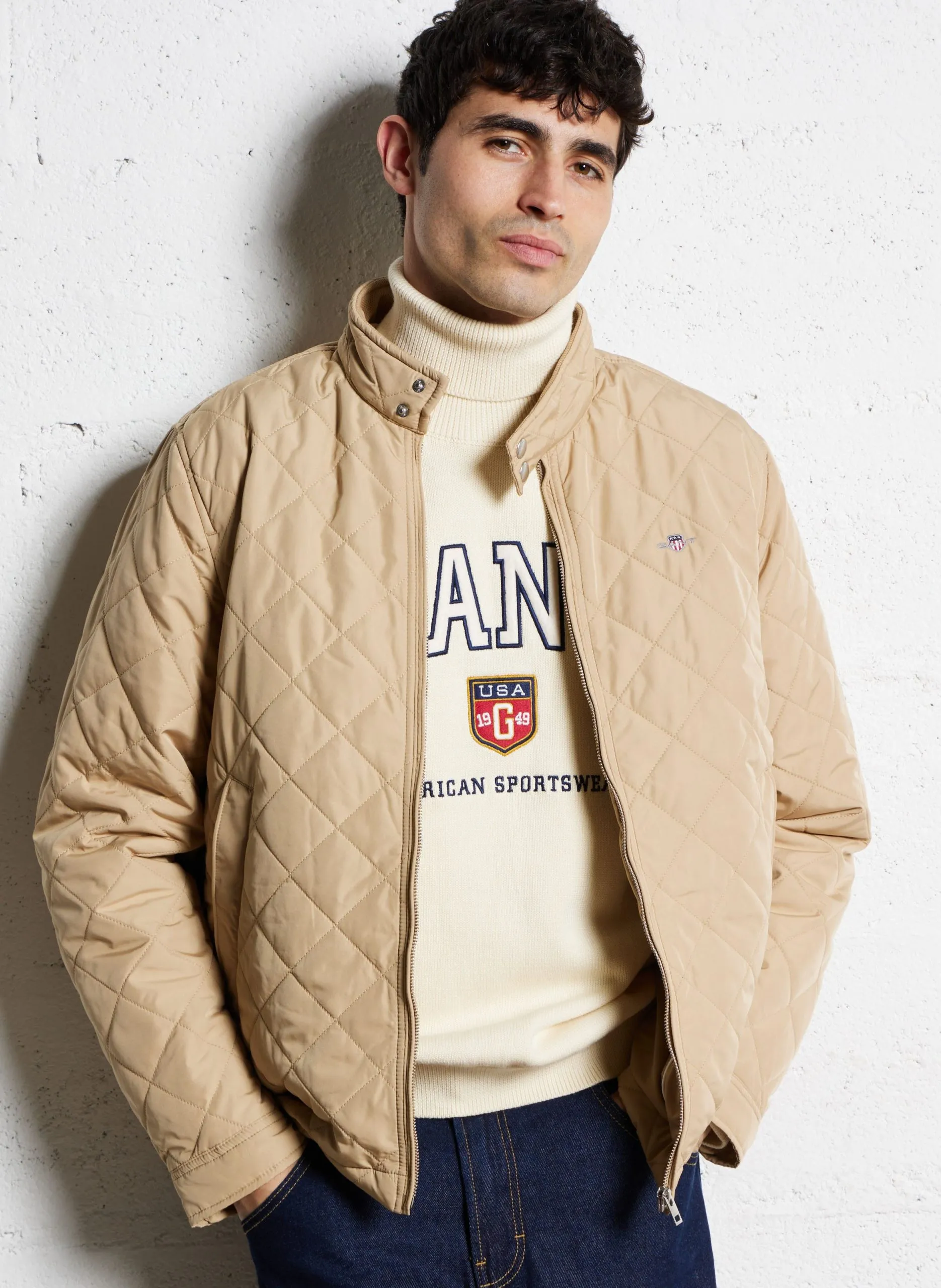 Veste col montant matelassée Kaki