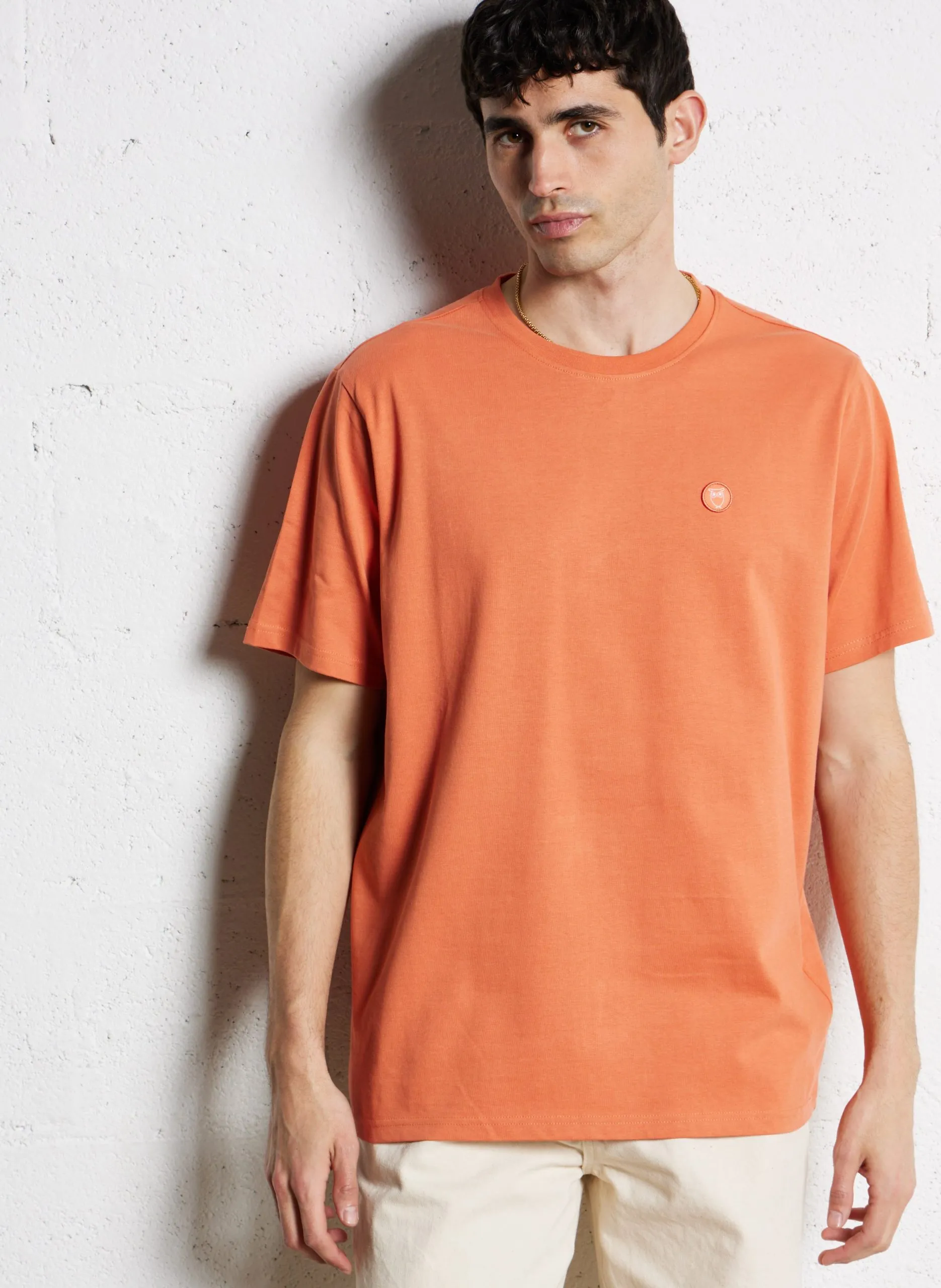 Tee-shirt droit col rond en coton bio Orange