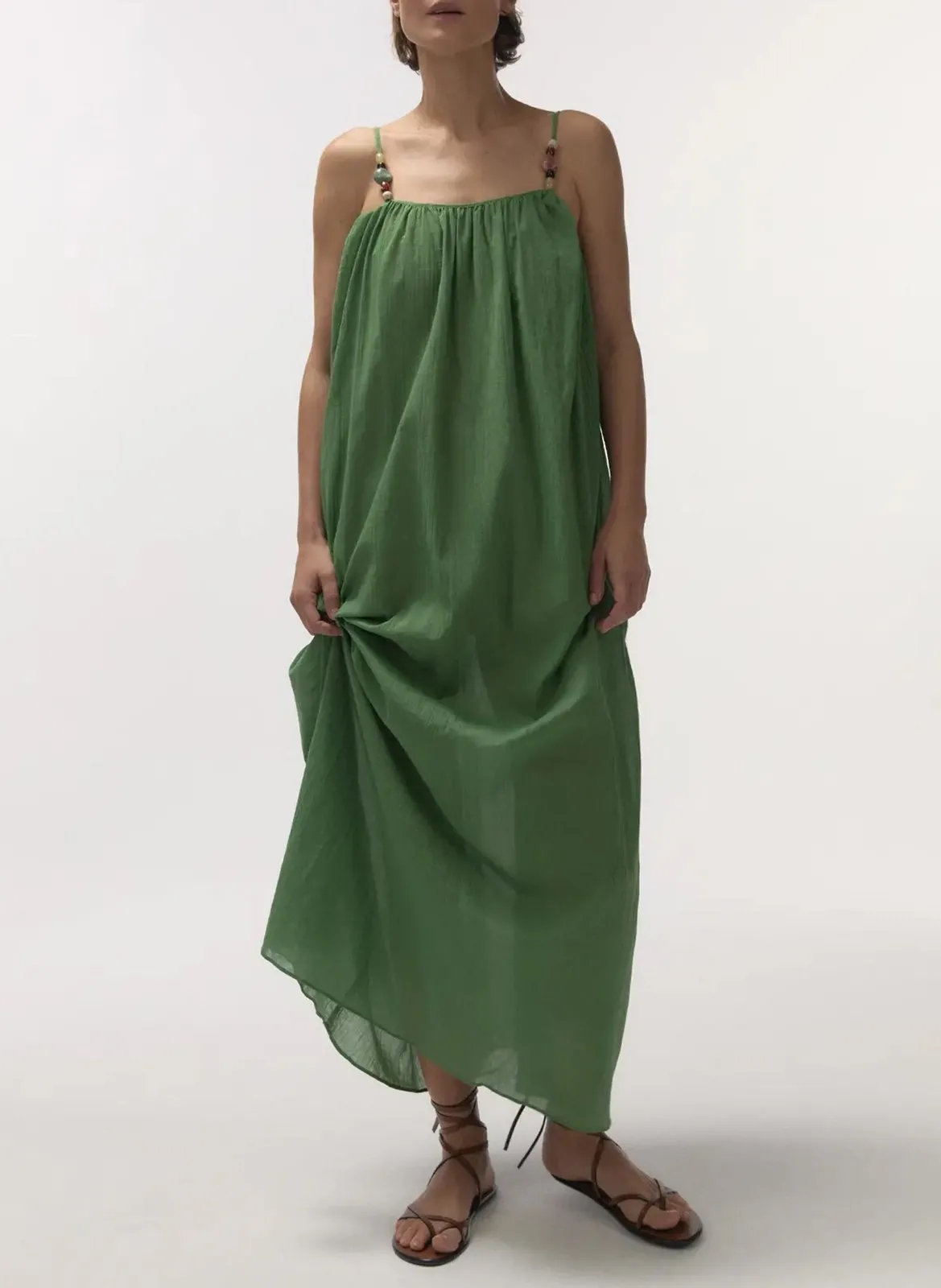 Robe longue en coton Vert APRICOT