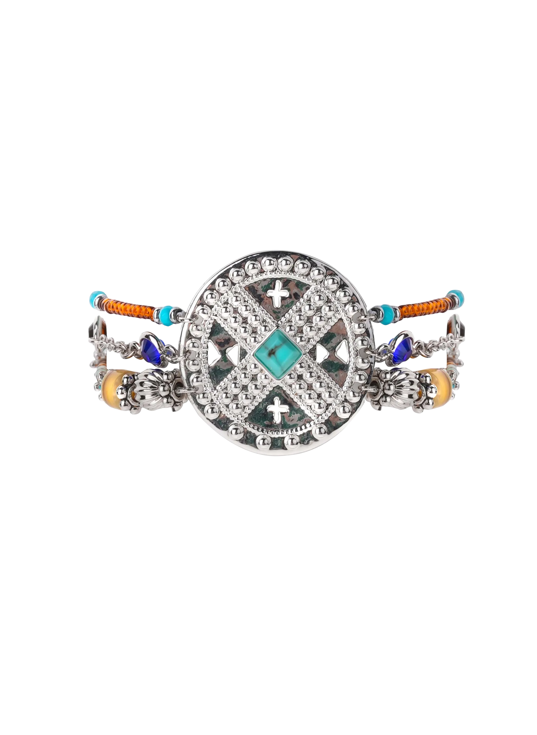 Bracelet manchette multiliens avec fermoir aimanté Argent HEZOU