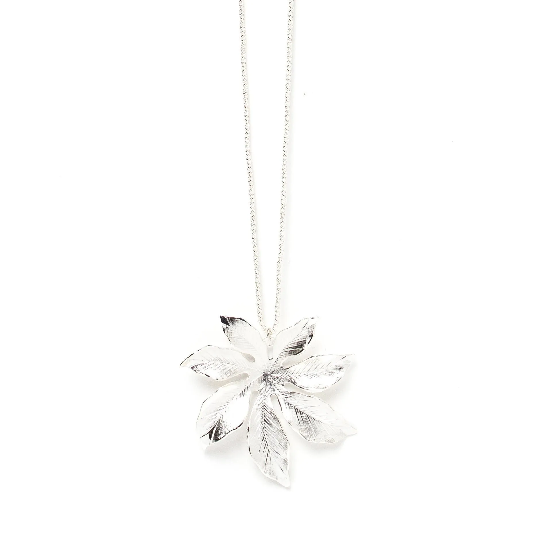 Sautoir fleur plaqué argent Argent CHLORIS
