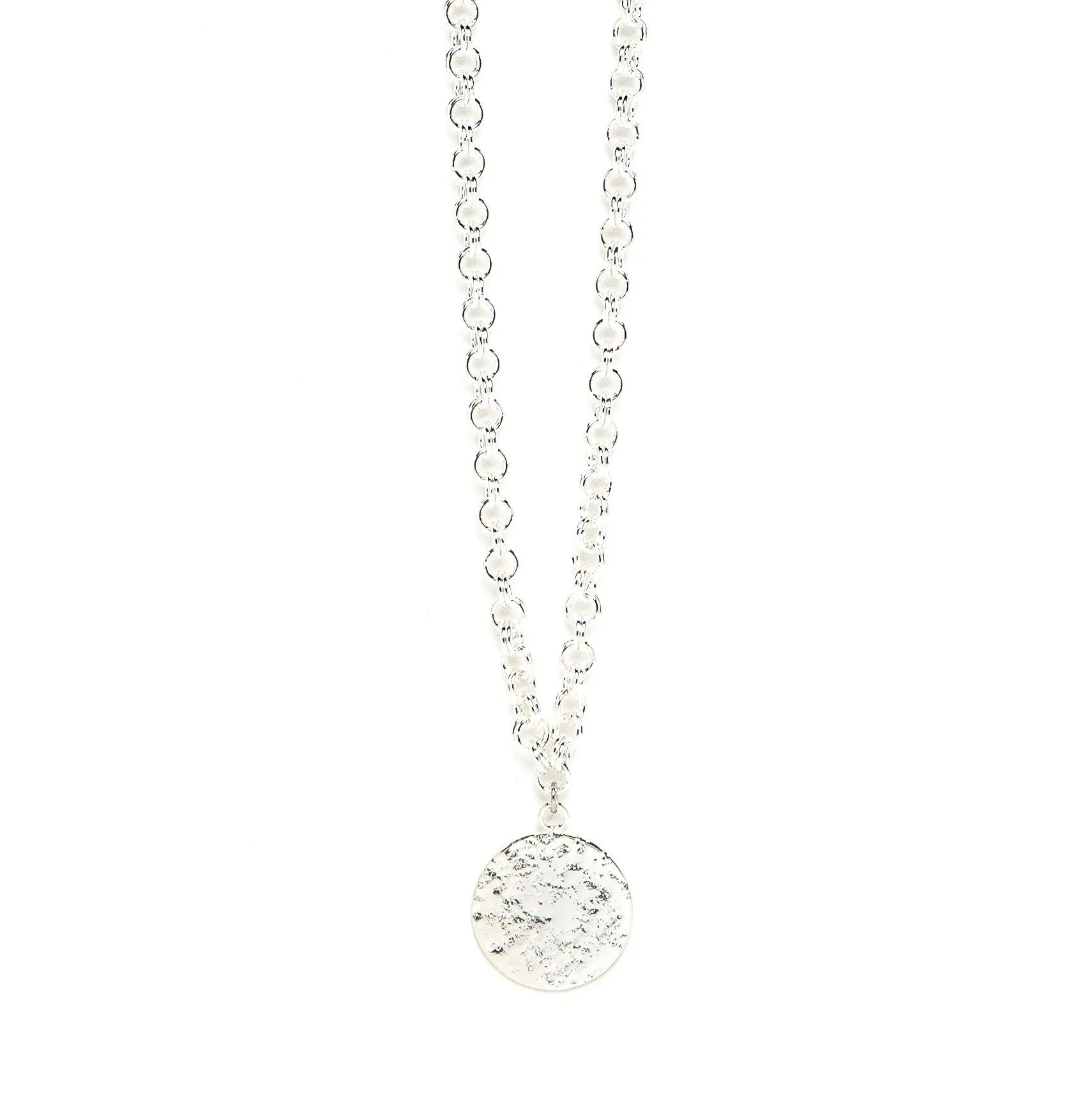 Sautoir rond martelé plaqué argent Argent HESTIA