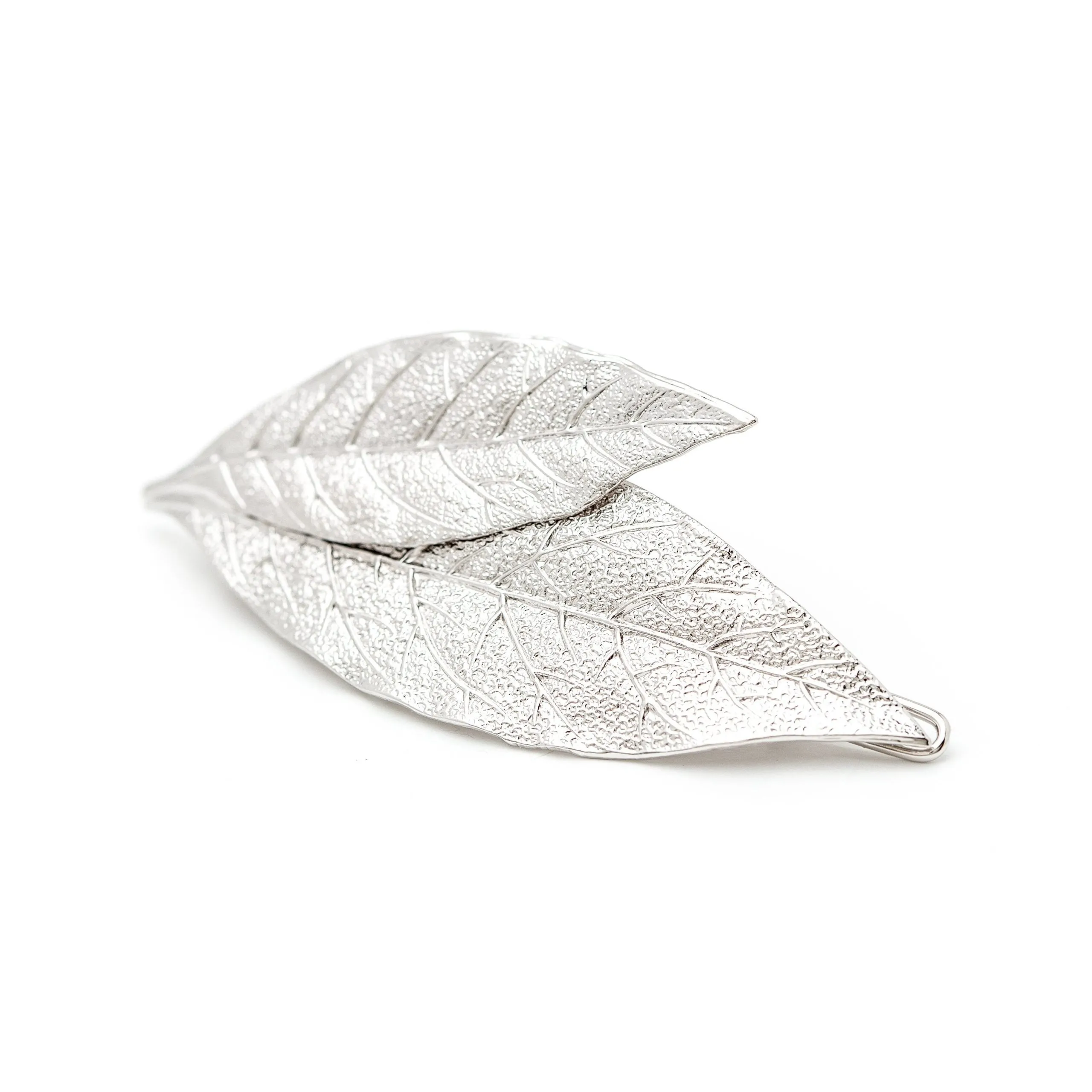 Maxi barrette feuilles doré à l'or fin Argent THALIE