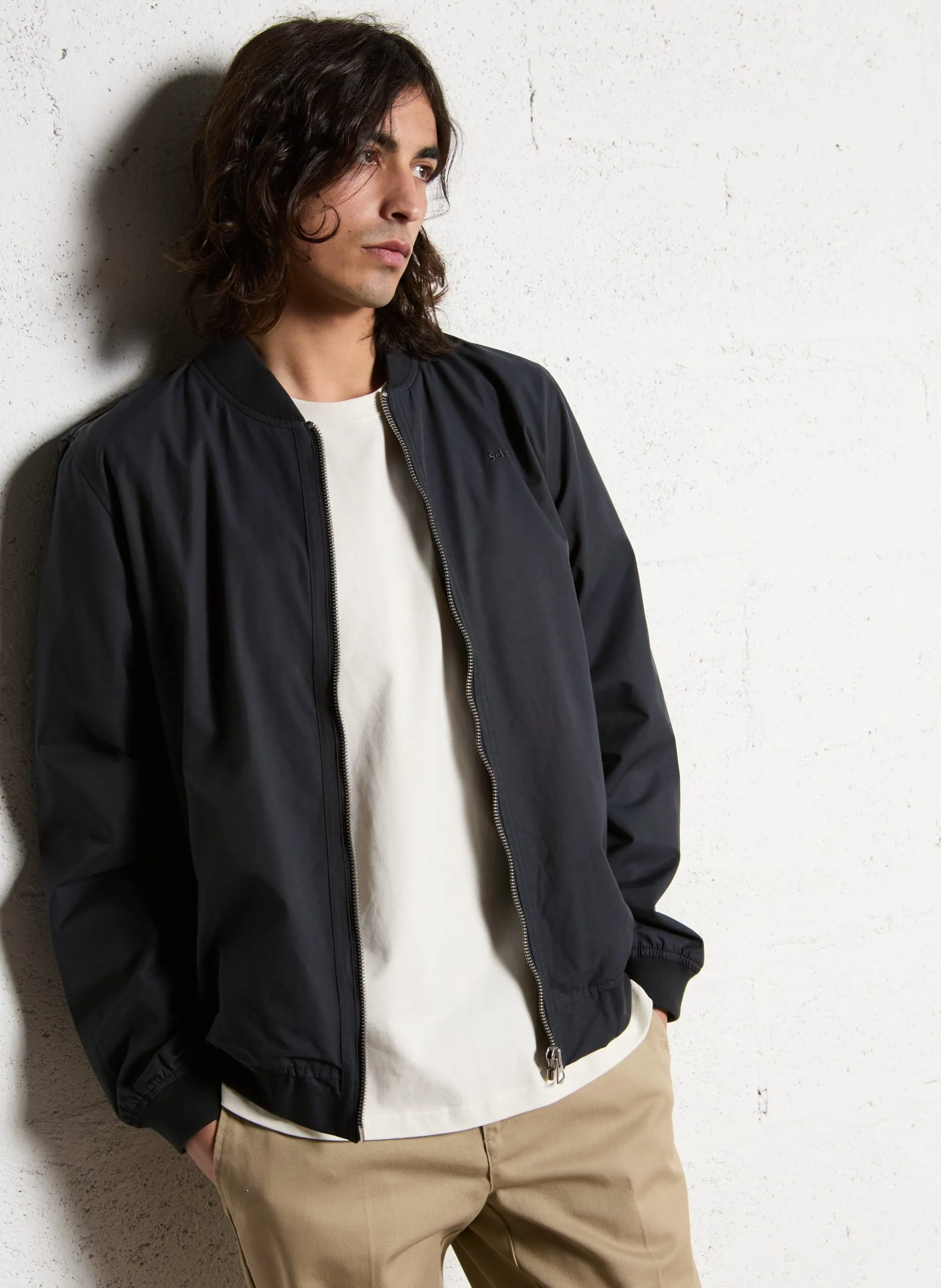 Veste col teddy en coton mélangé Bleu