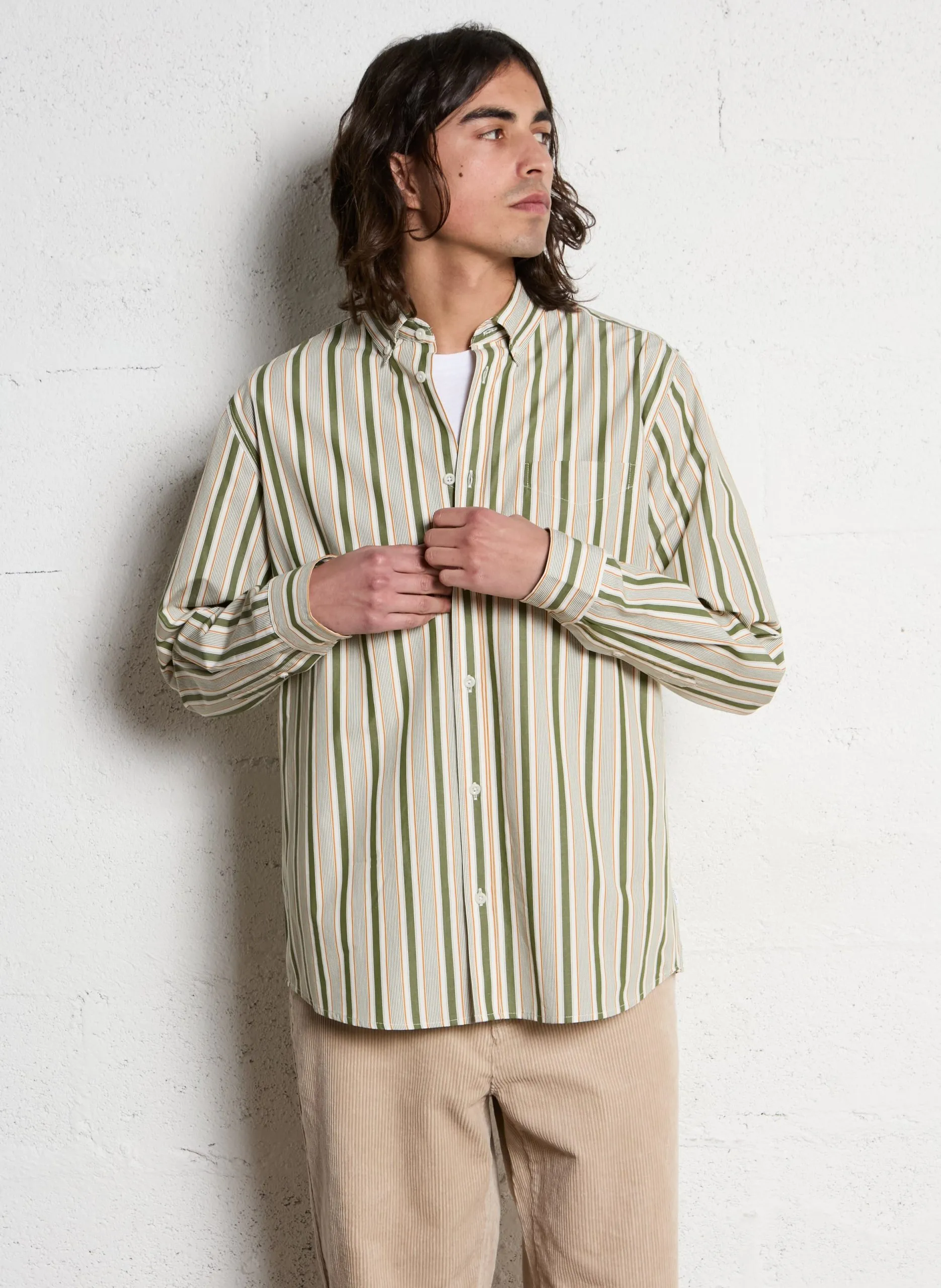 Chemise droite en coton bio rayé Multicolore KENT