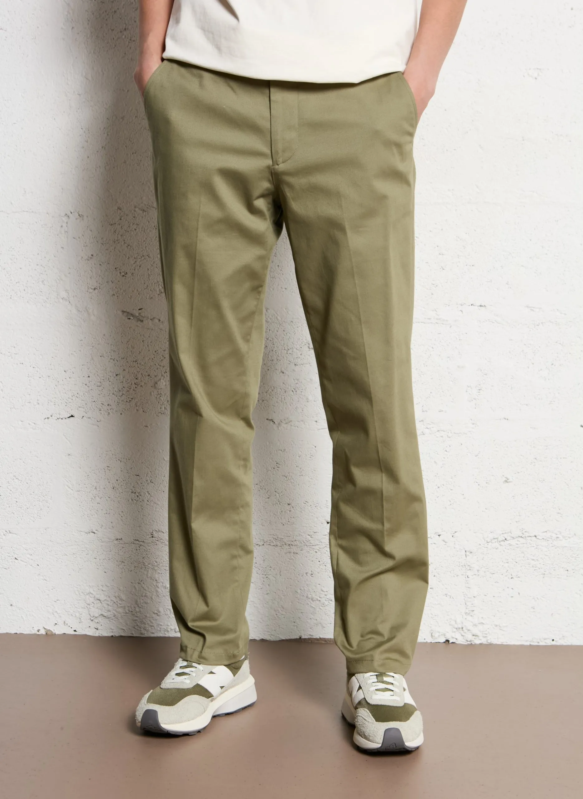 Pantalon droit en coton mélangé Vert COMO