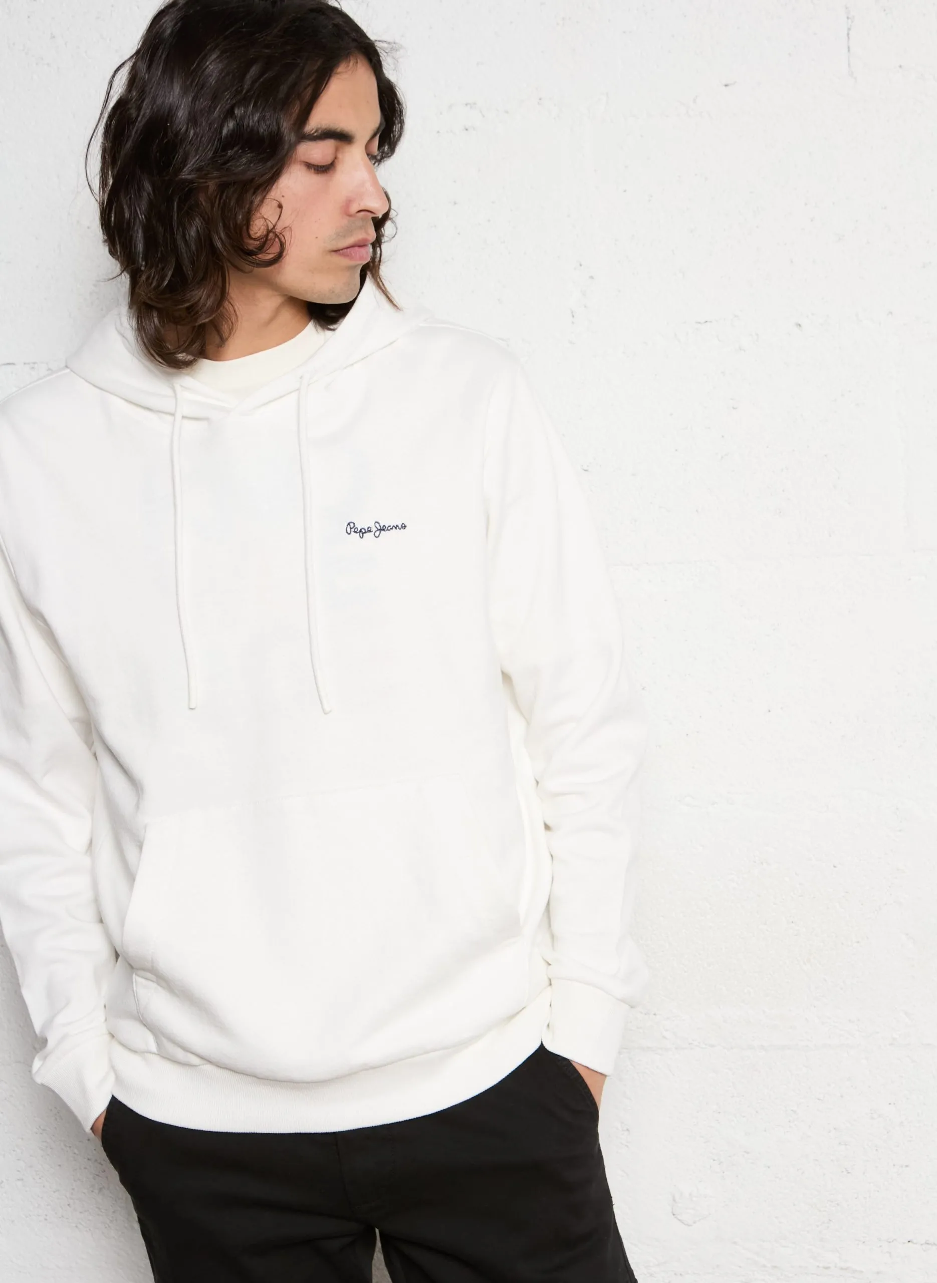 Sweat ample brodé en coton Blanc