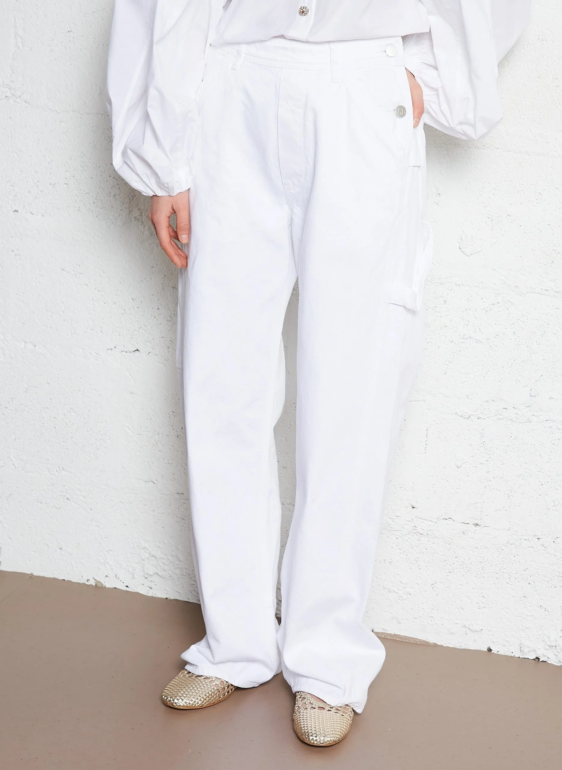 Jean large en coton Blanc CARPENTER