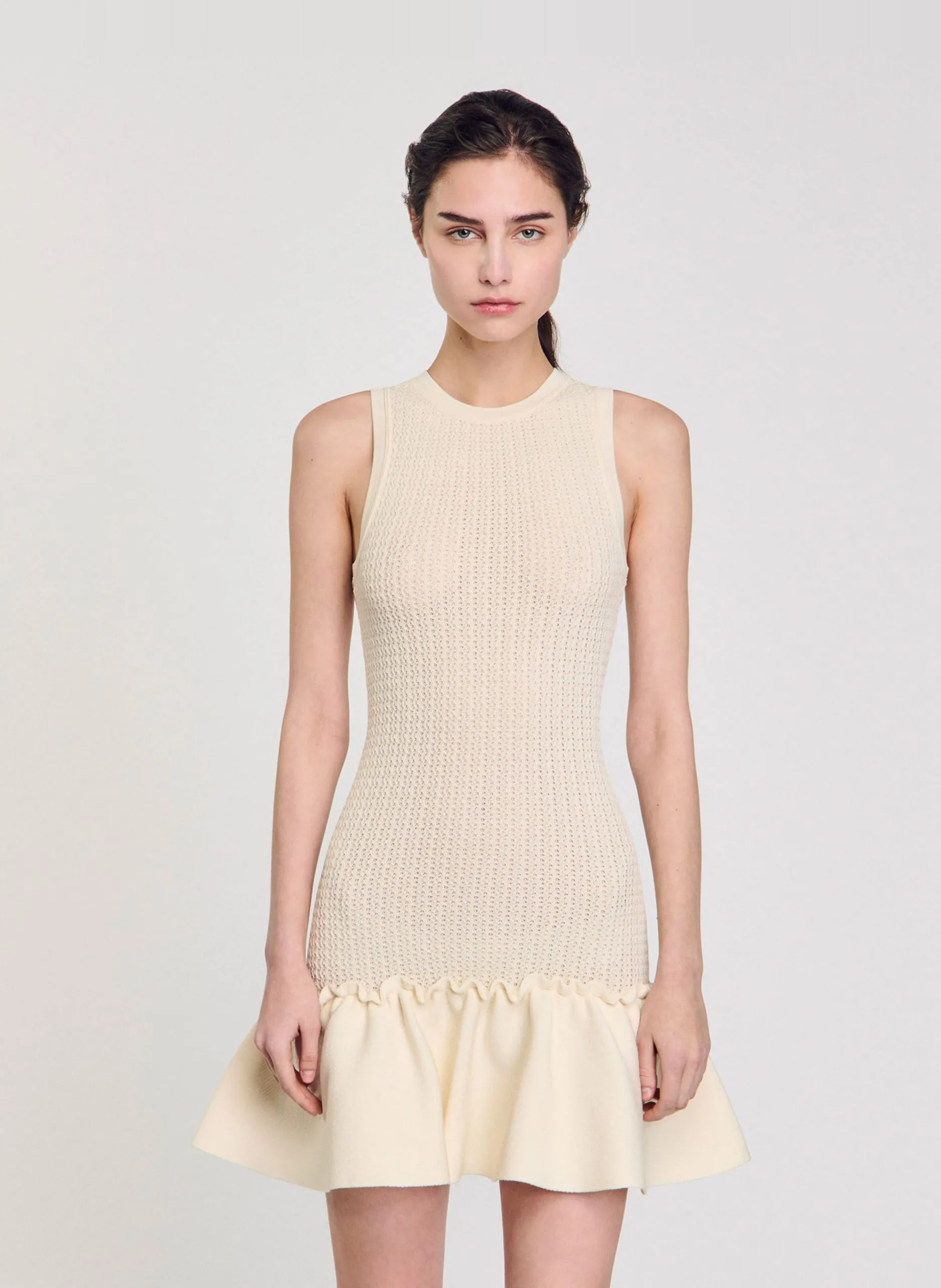 Robe courte en maille Blanc