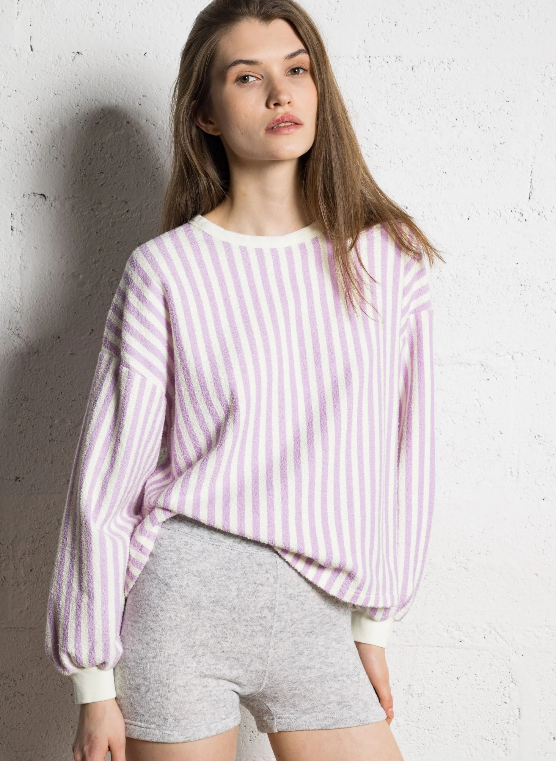 Sweat ample imprimé en tissu éponge et en coton bio Violet BOBYPARK