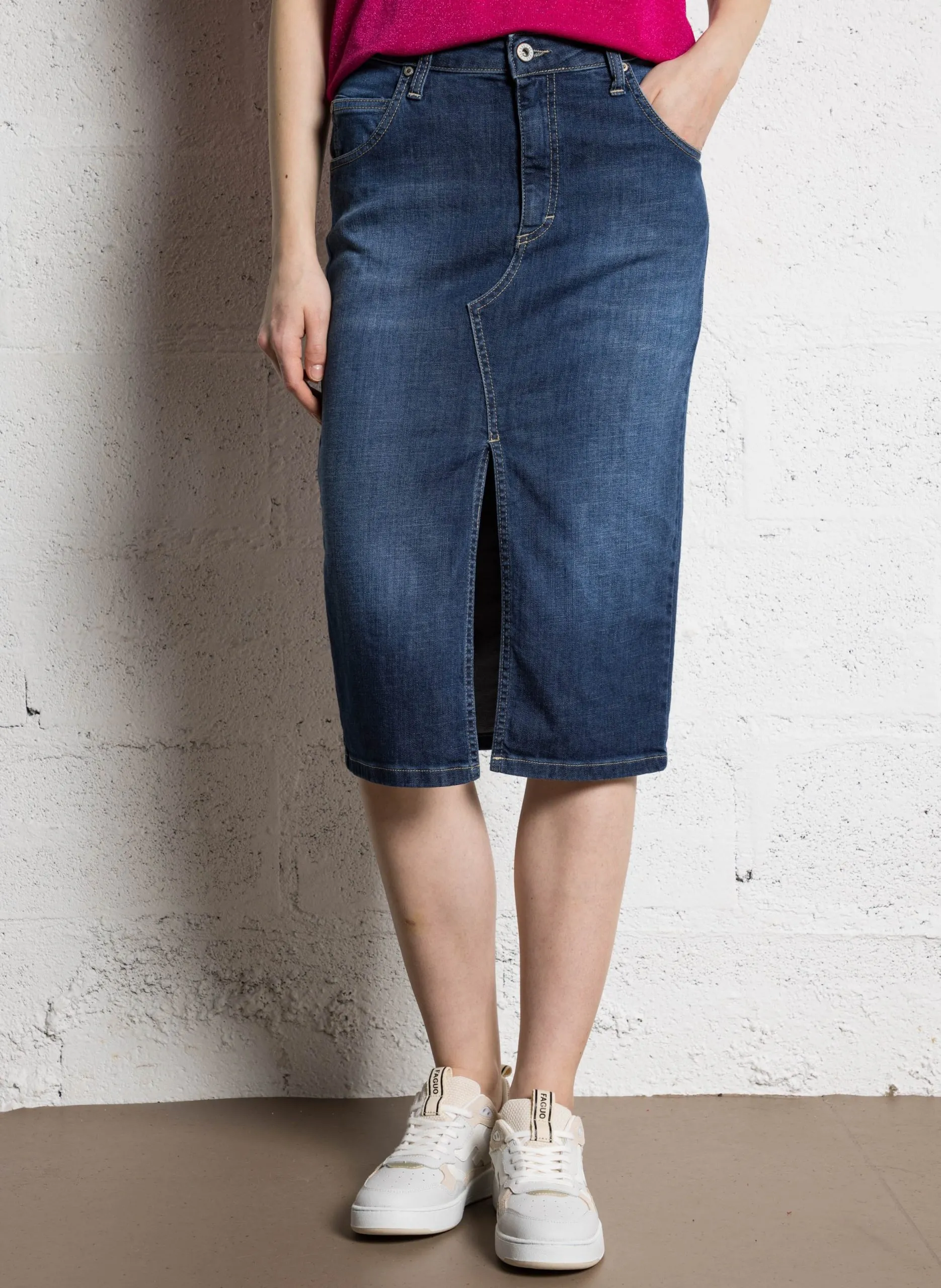 Jupe crayon en denim Bleu