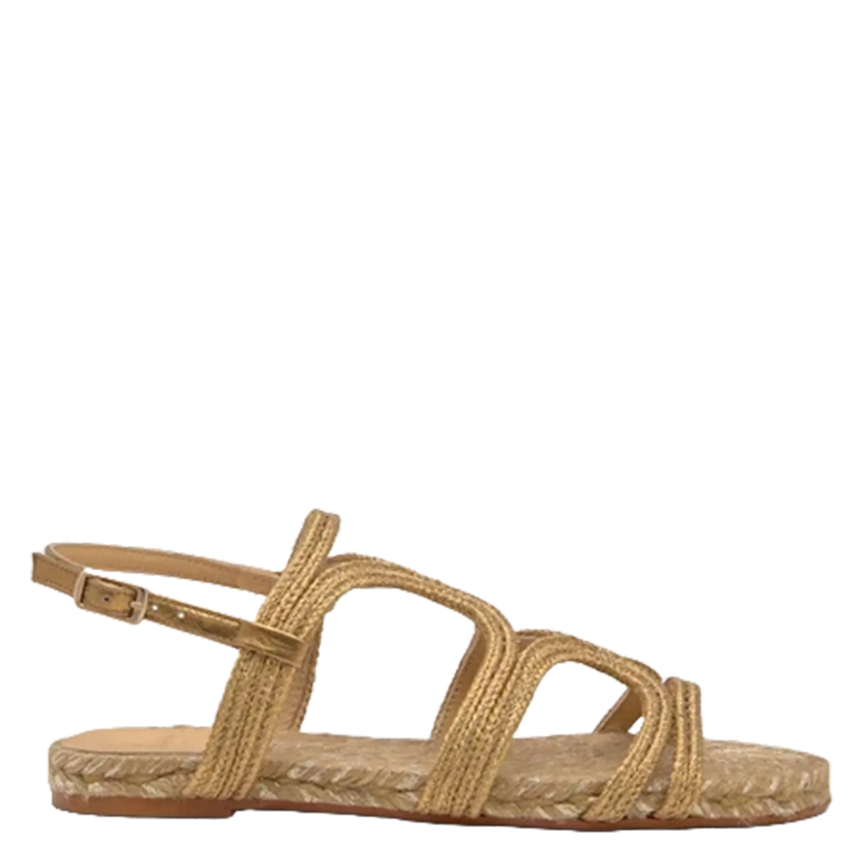 Sandales plates en coton mélangé Doré PITRA