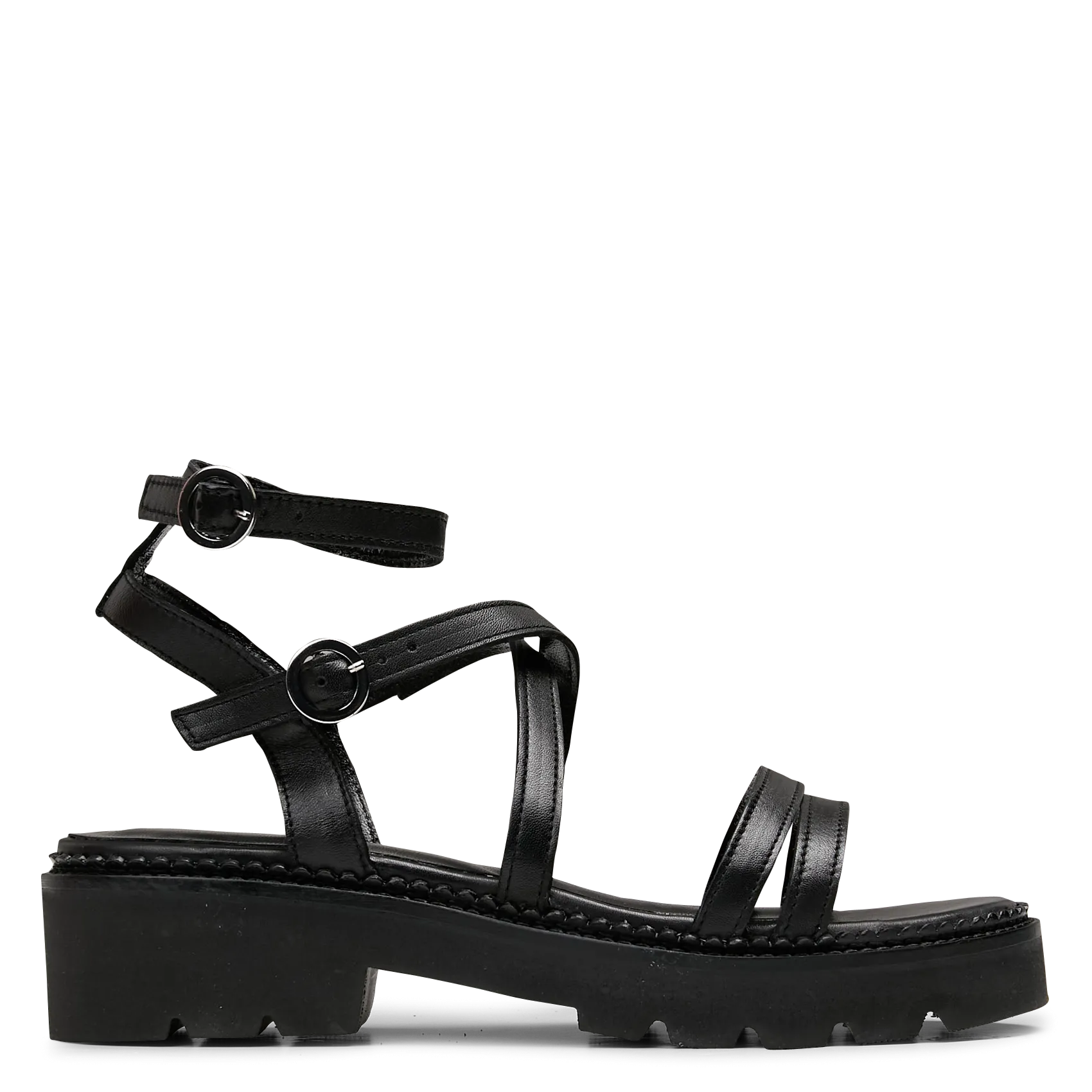 Sandales hautes en cuir Noir INES