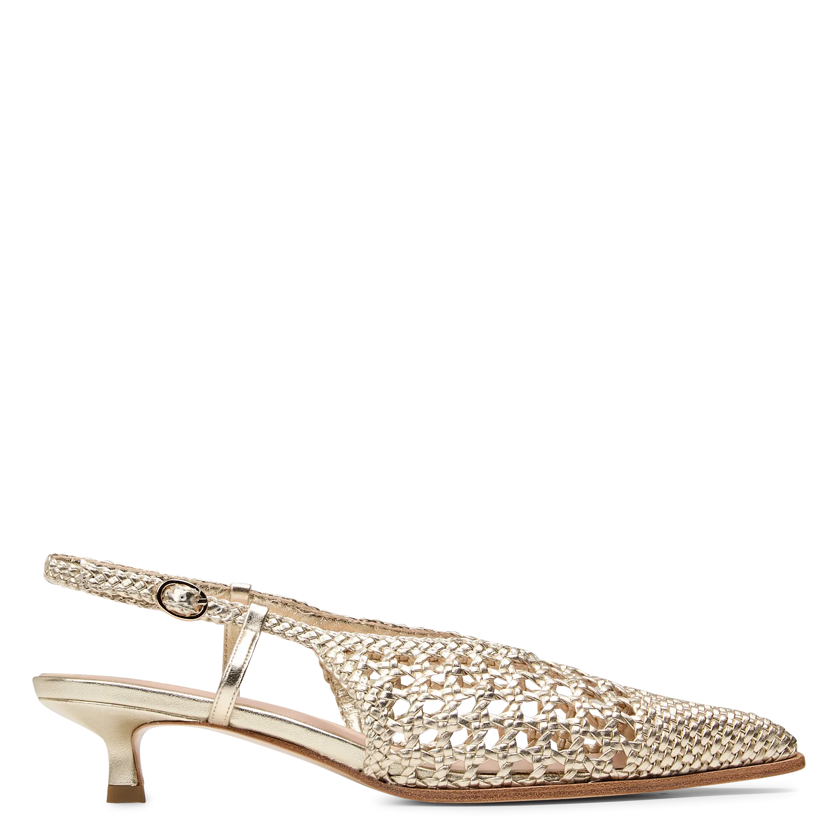 Slingbacks effet cuir tressées Doré MARINA