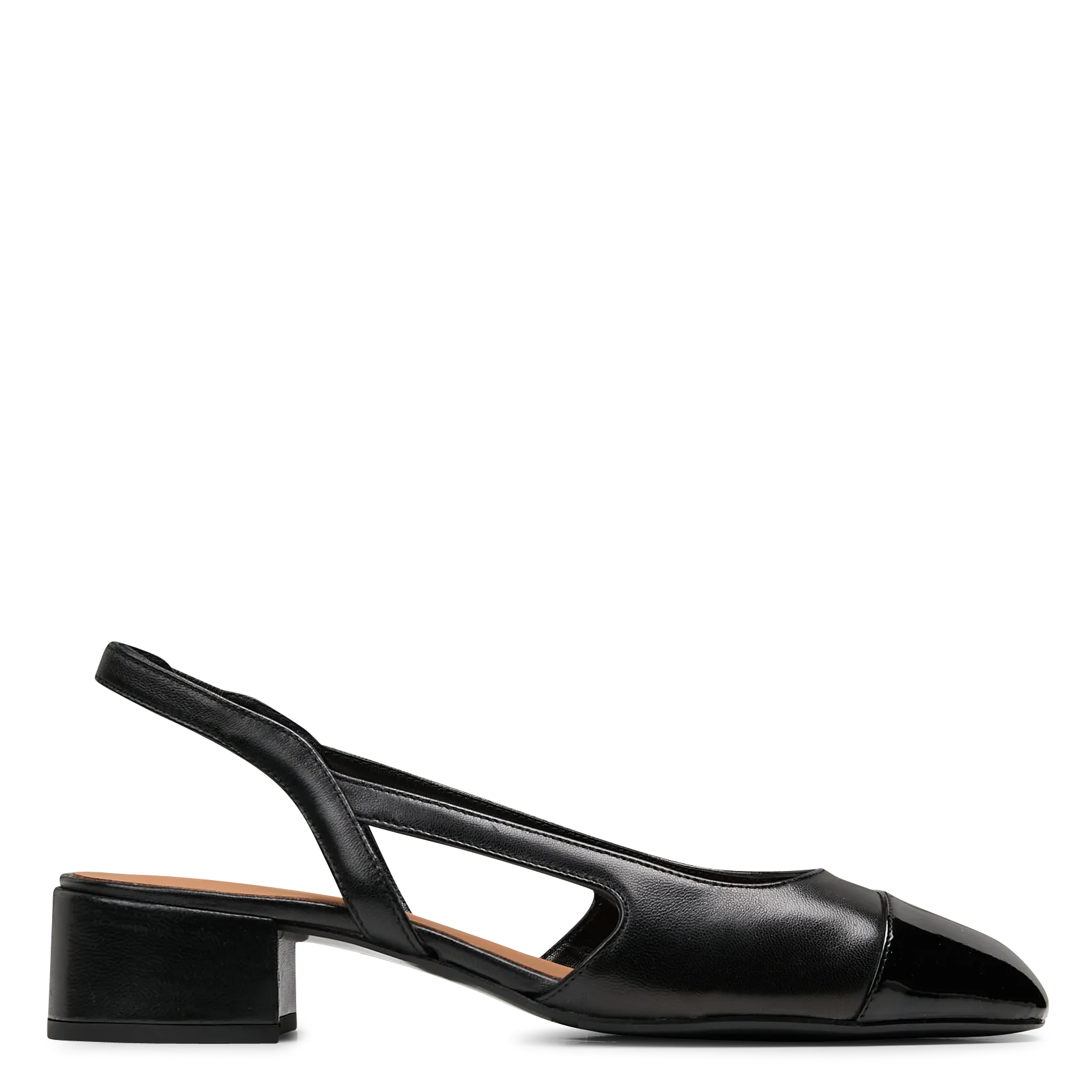 Escarpins slingback en cuir vernis Noir