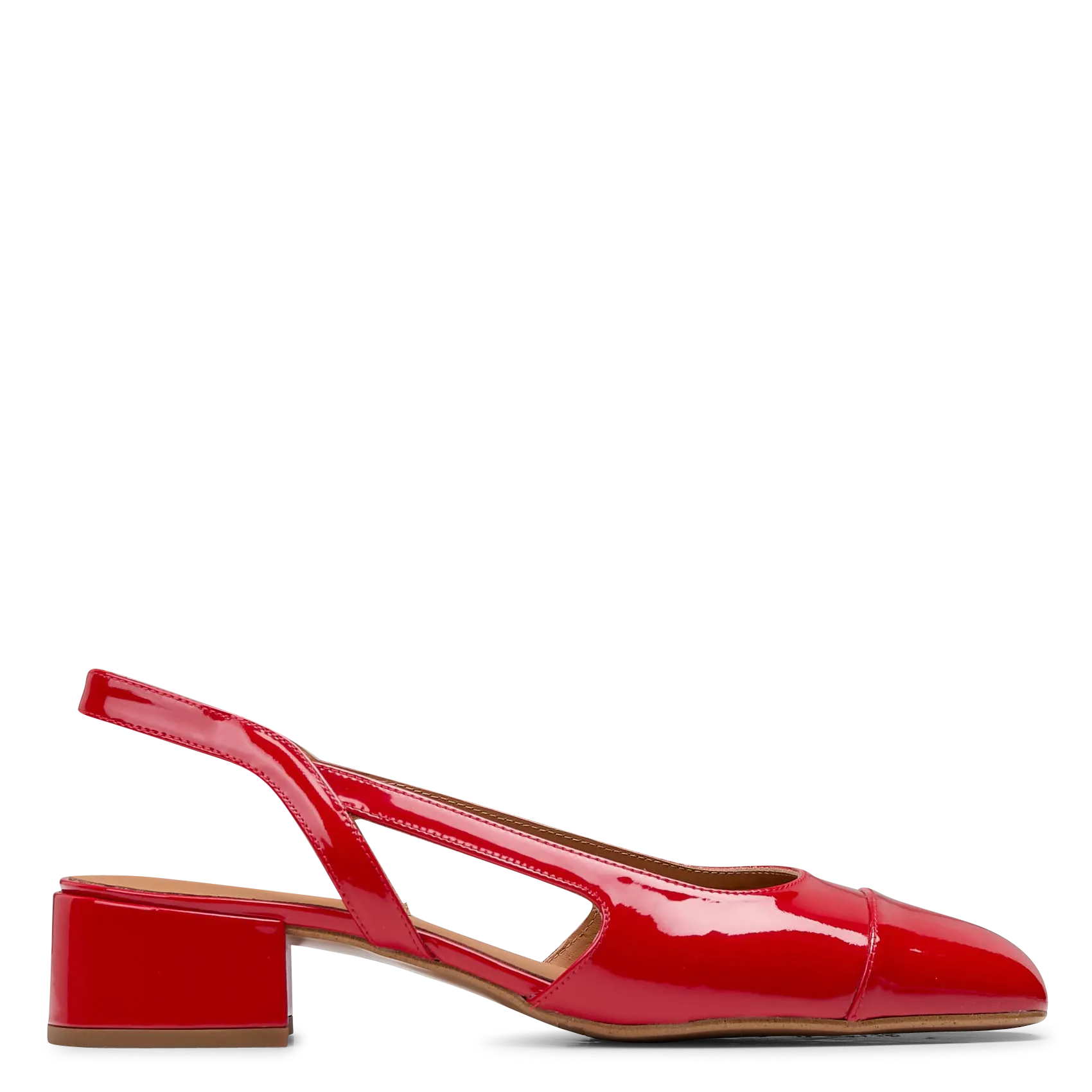 Escarpins slingback en cuir vernis Rouge