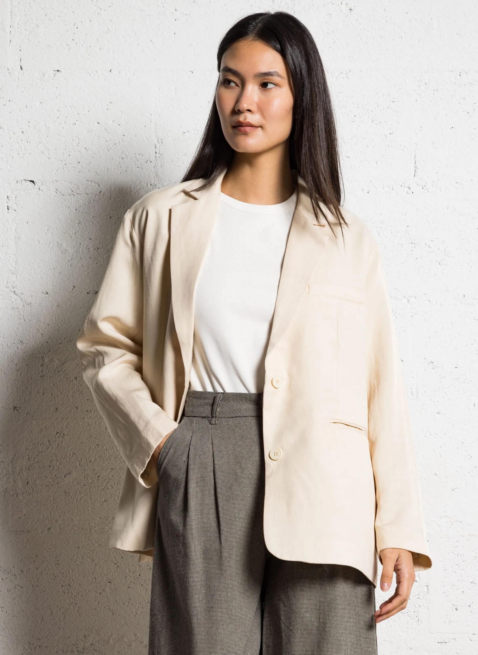 Veste de tailleur oversize boutonnée Blanc