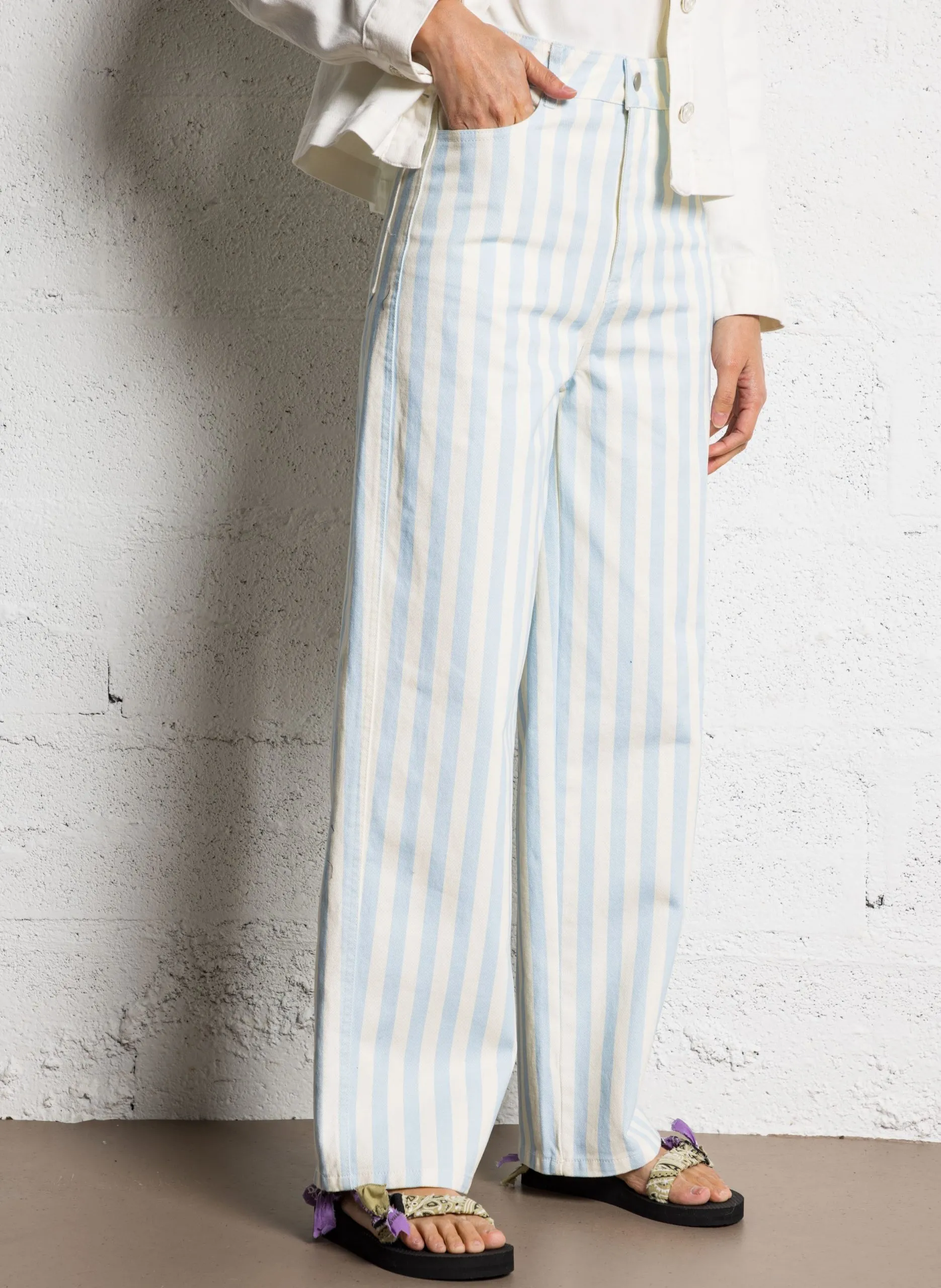 Jean large à rayures Bleu BELEN ASTER