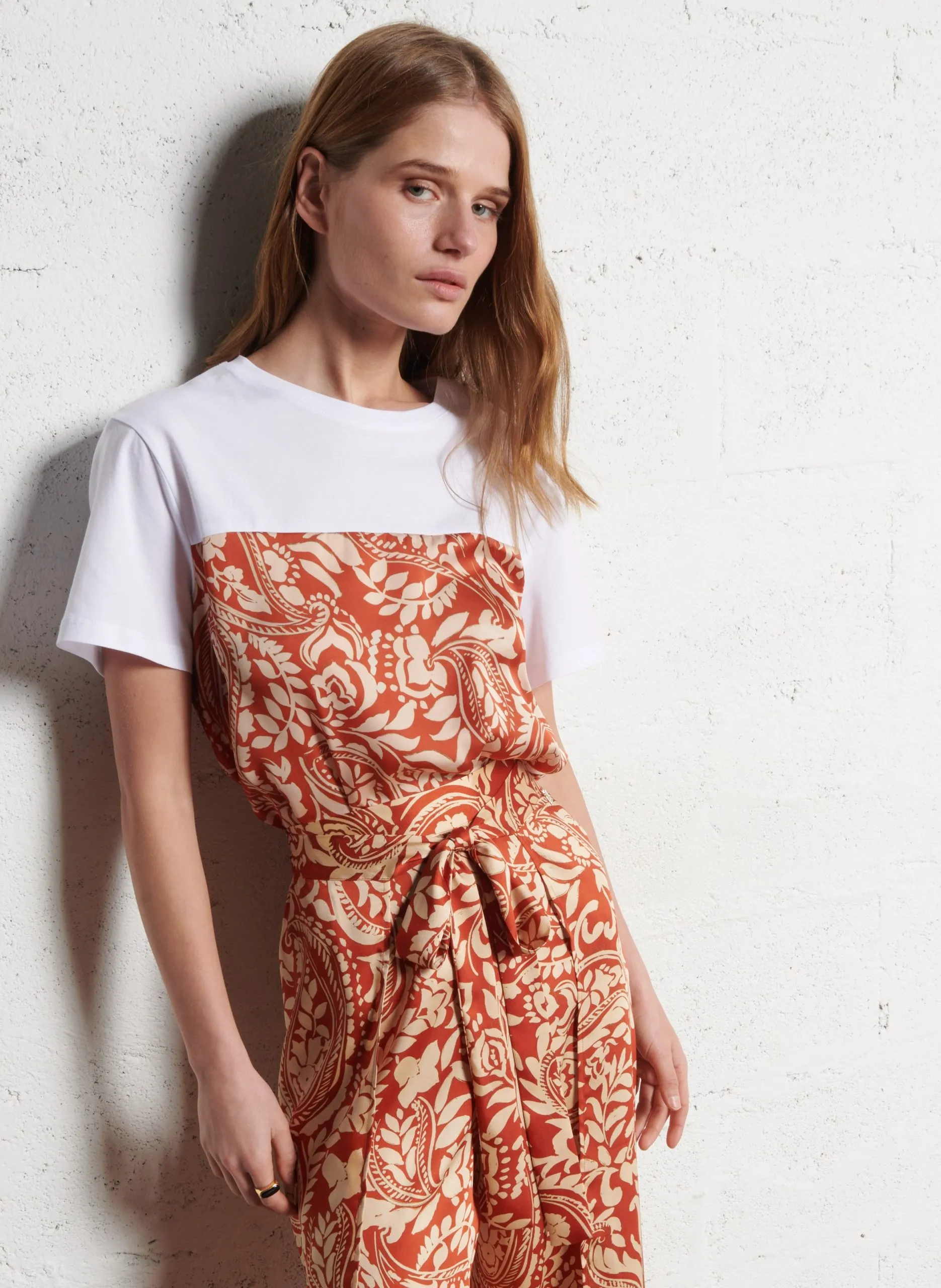 Tee-shirt oversize col rond Orange