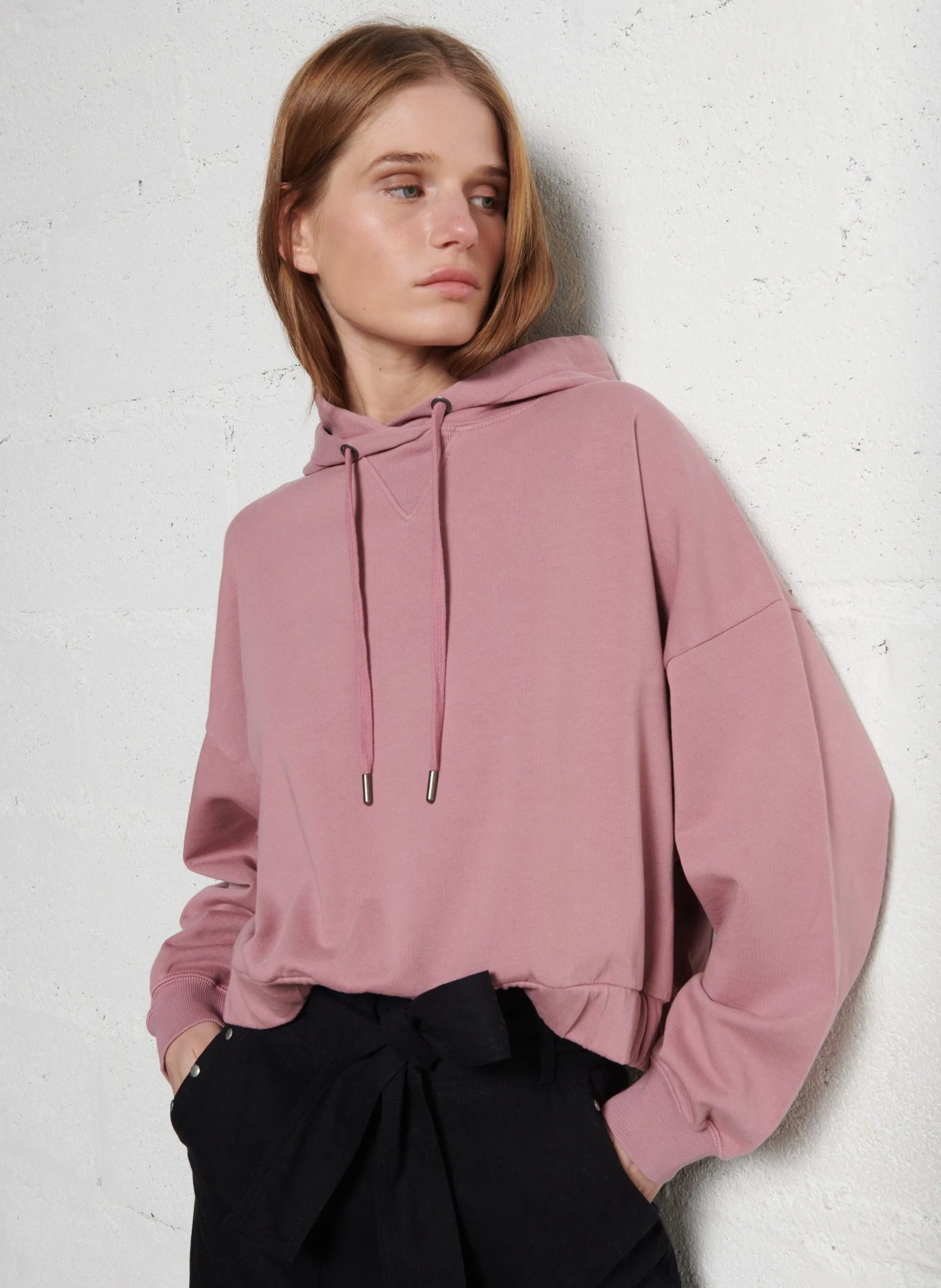 Sweat à capuche en coton Rose