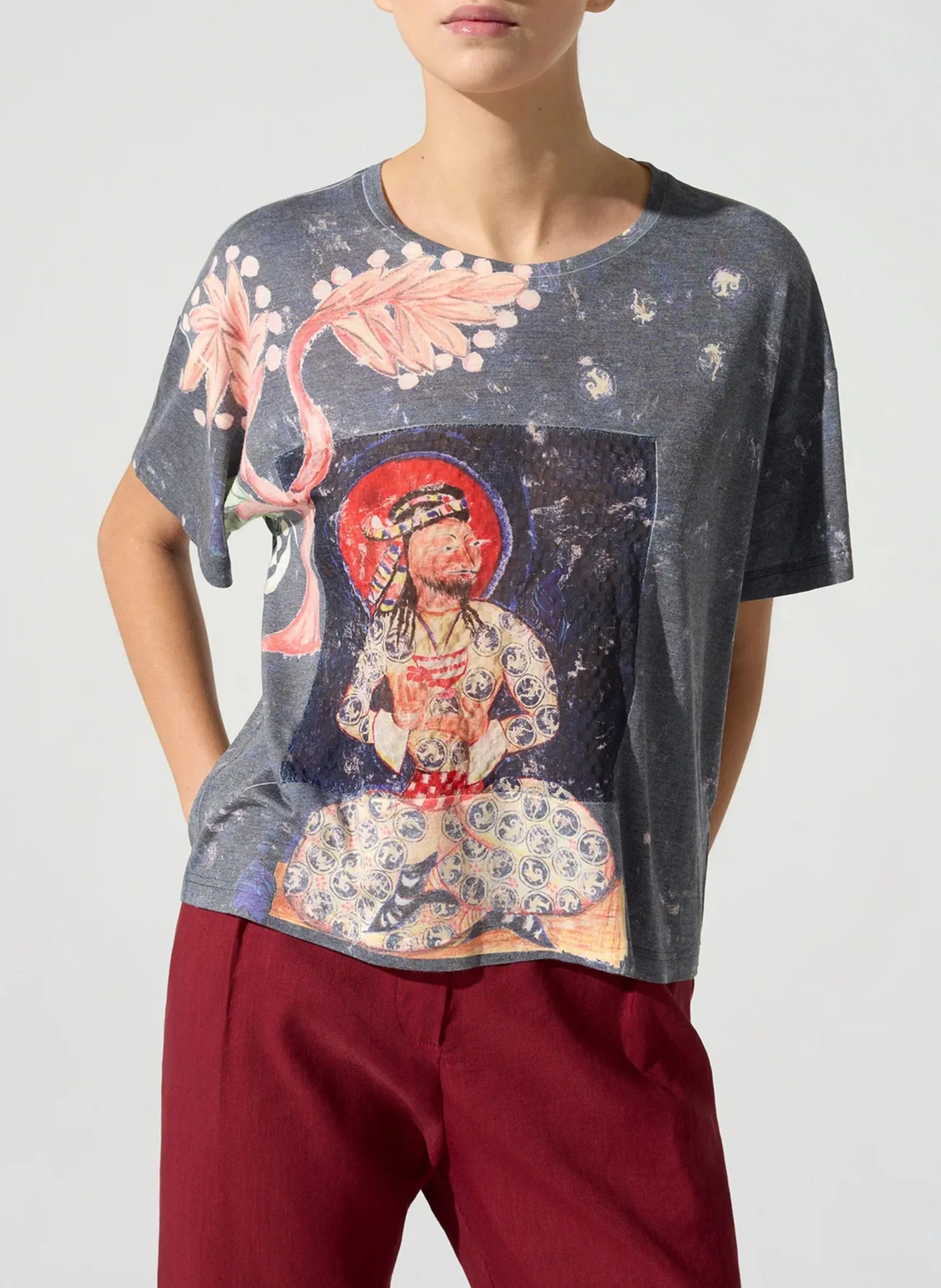 tee-shirt ample col rond Bleu