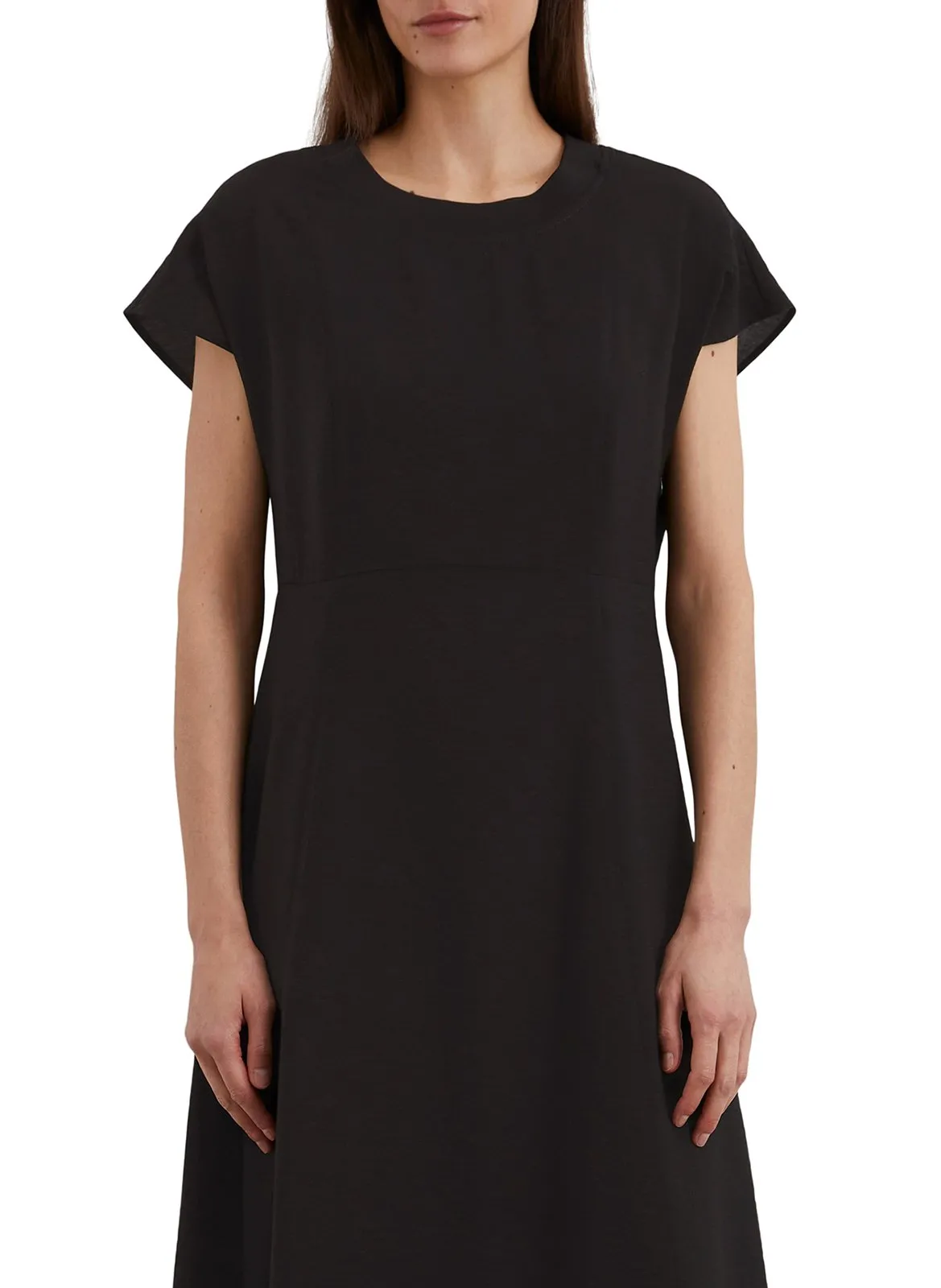 Robe longue cintrée col rond Noir