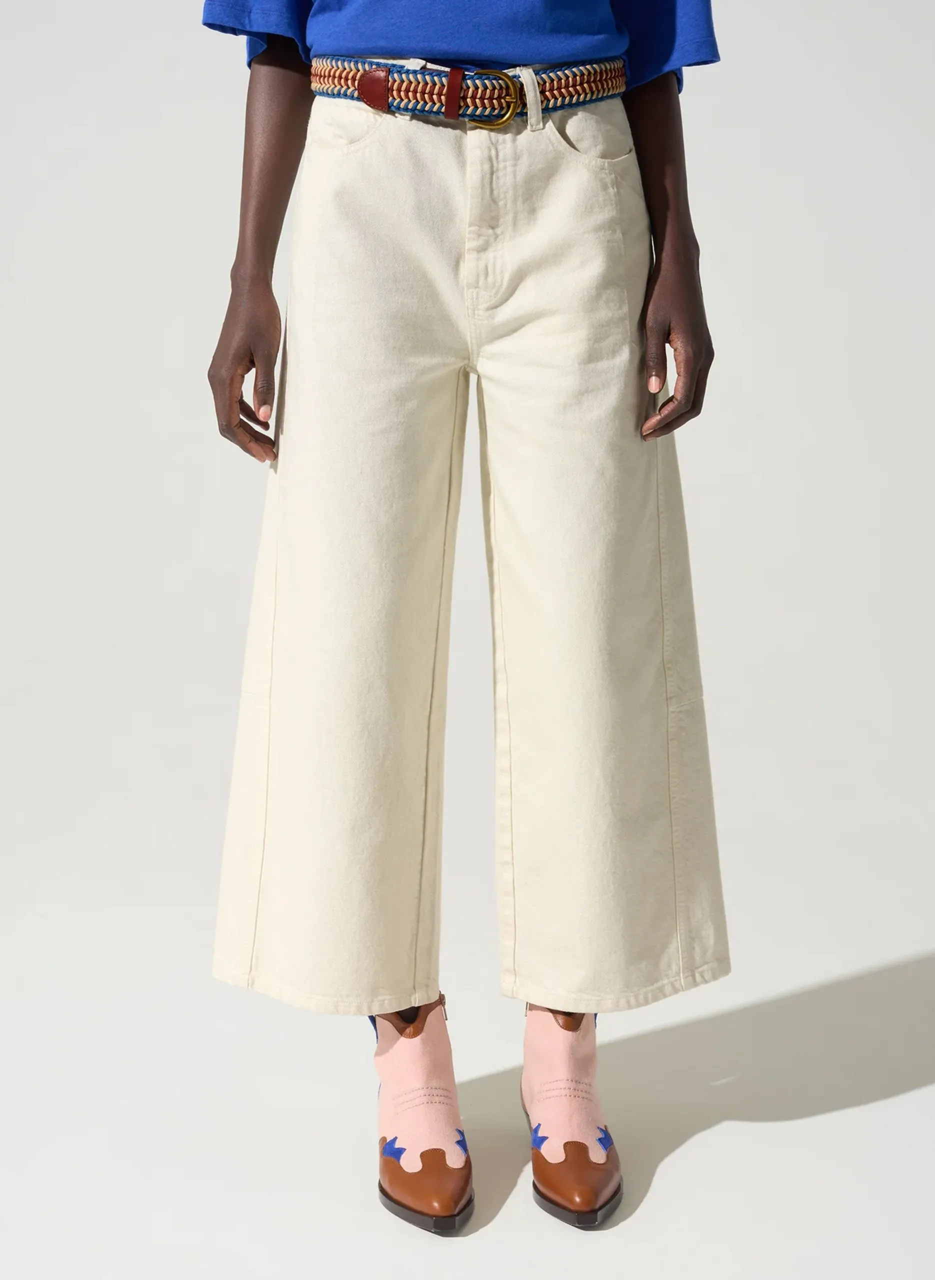 Pantacourt en jean Blanc