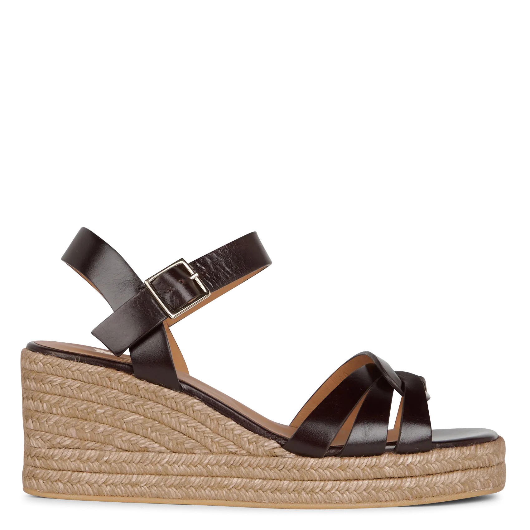 Sandales compensées en cuir Marron HISA