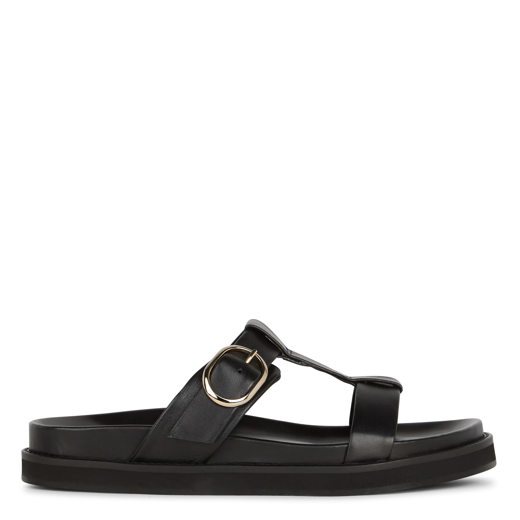 Sandales plates en cuir Noir FAJAR