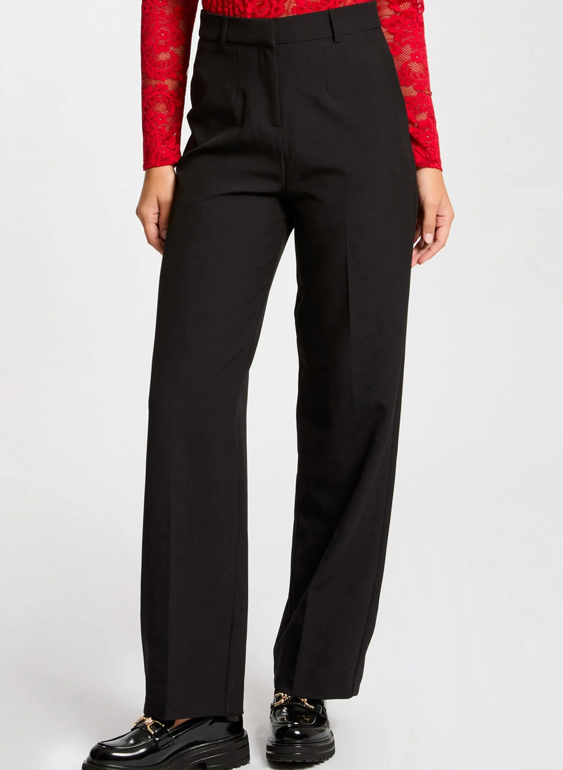 Pantalon droit à pinces Marron 242-POYA.F