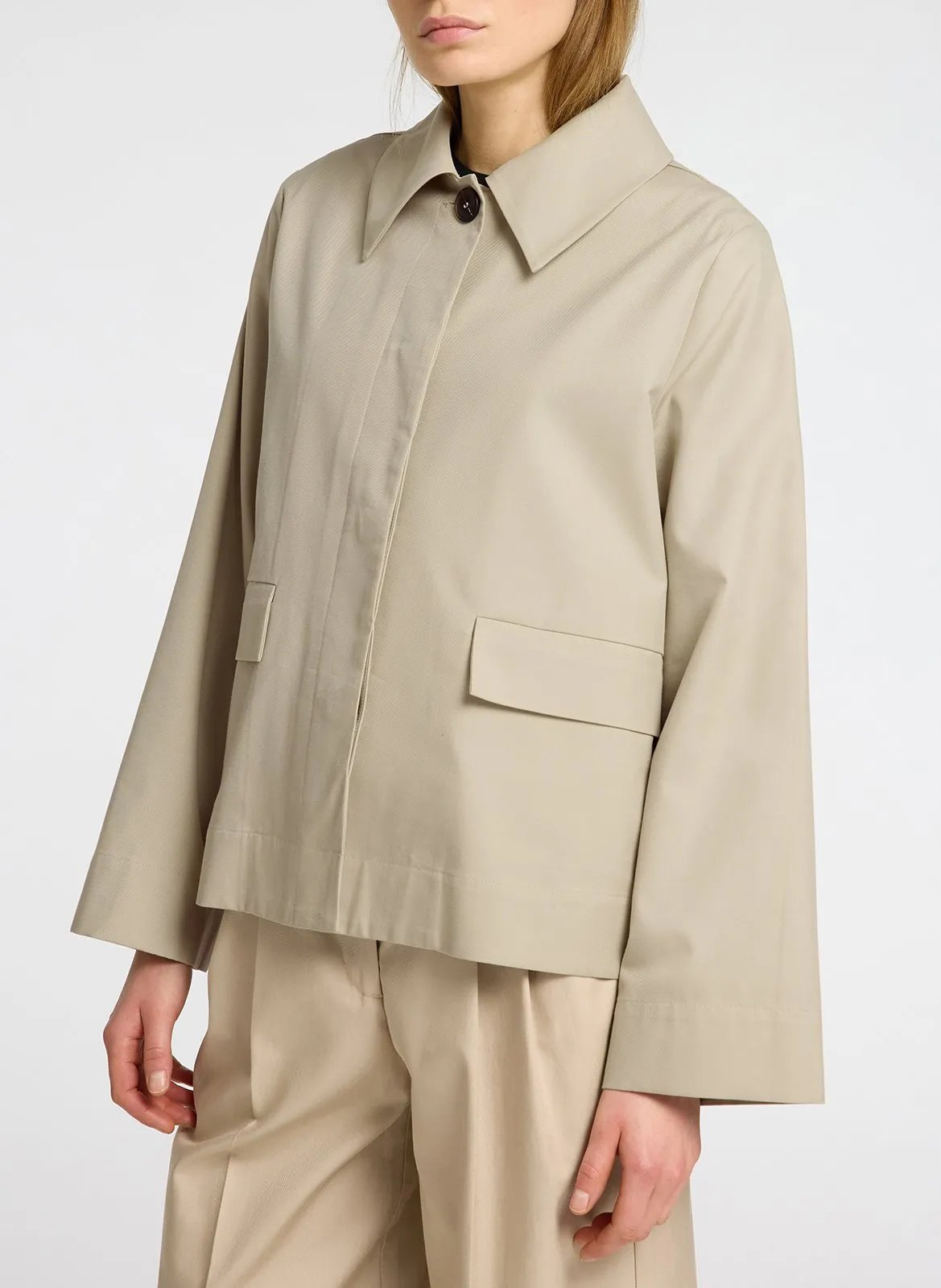 Veste droite boutonnée à écharpe Beige PAMINA