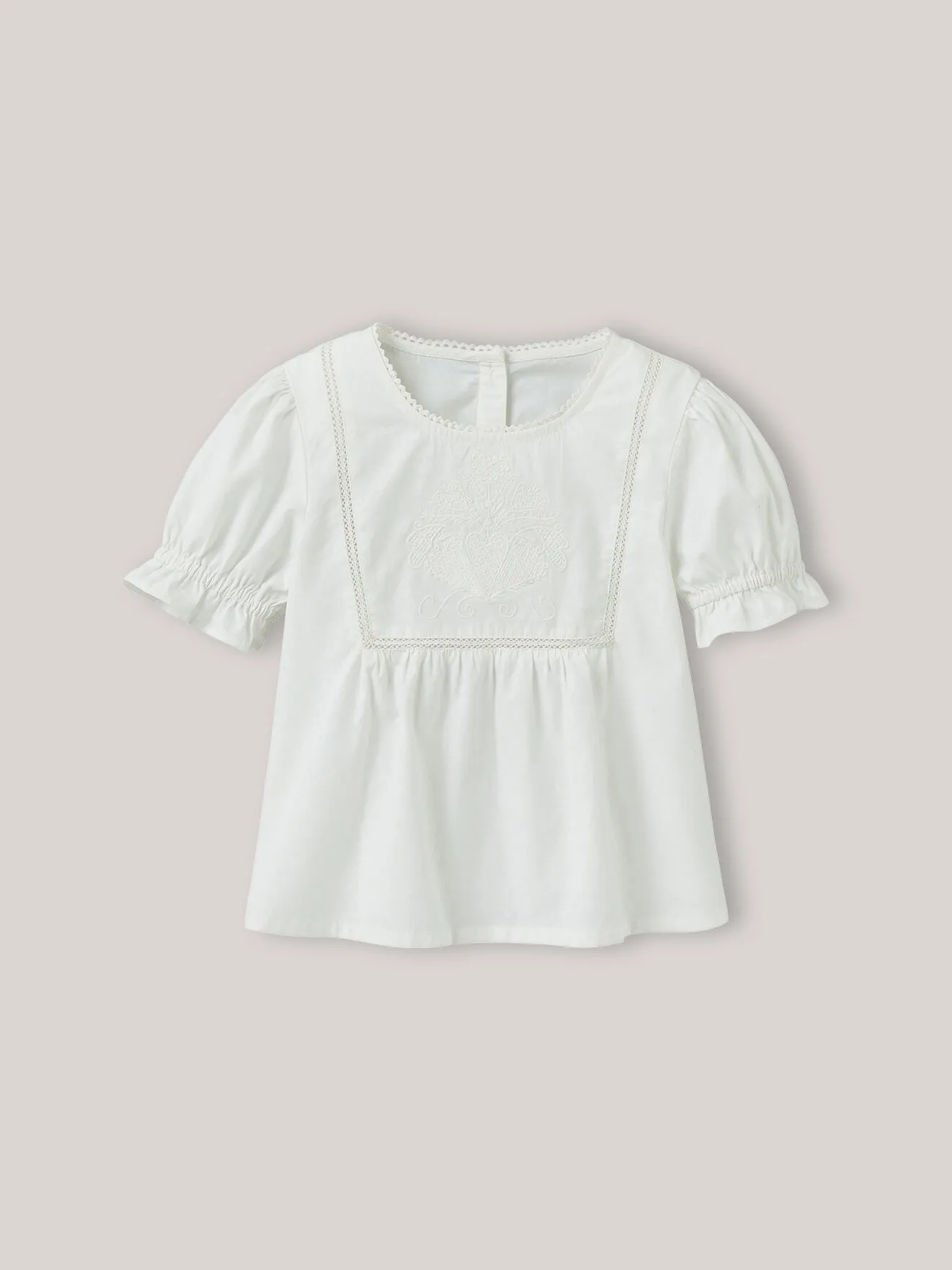 Blouse plastron brodée Blanc