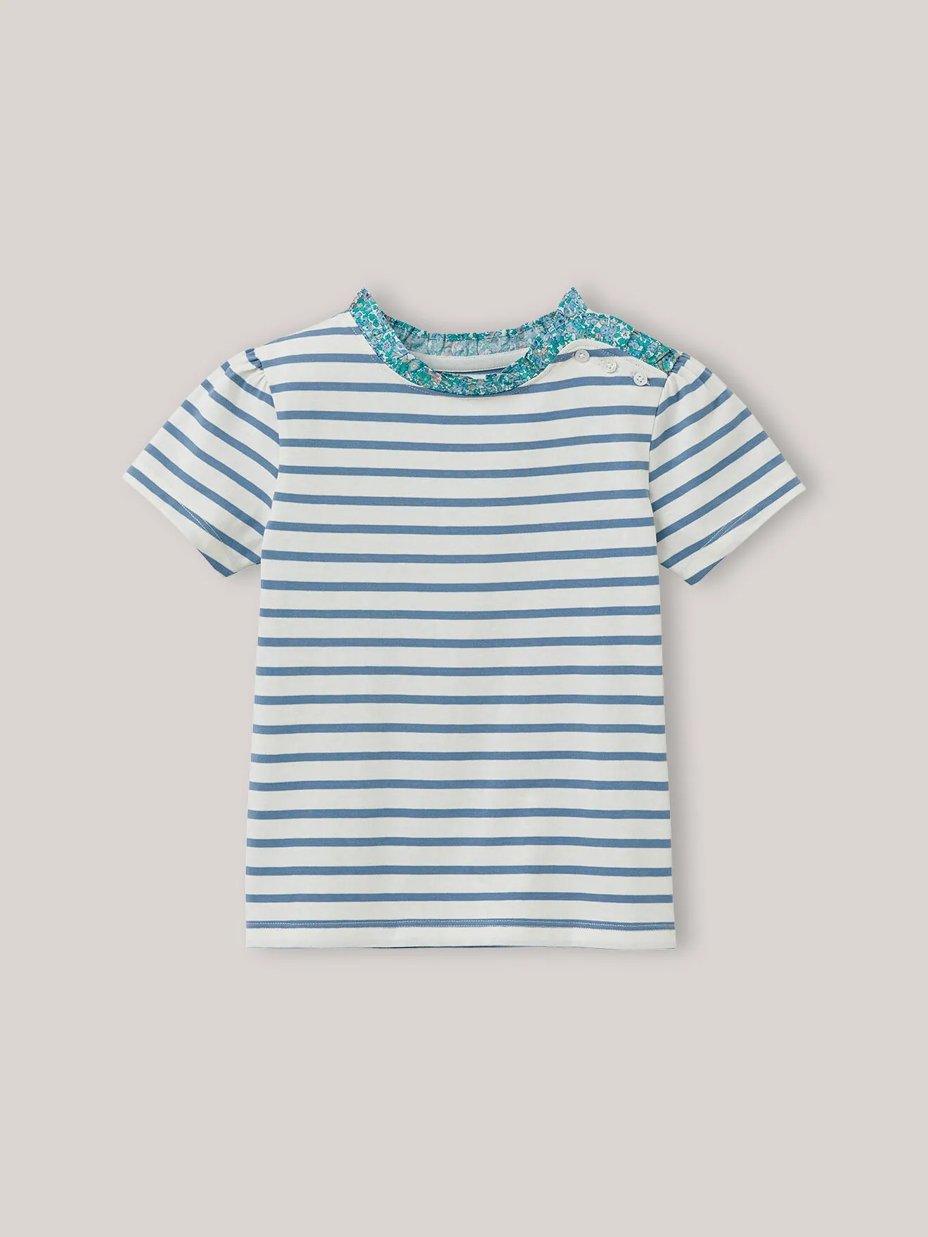 T-shirt marinière tissu liberty en coton biologique Bleu