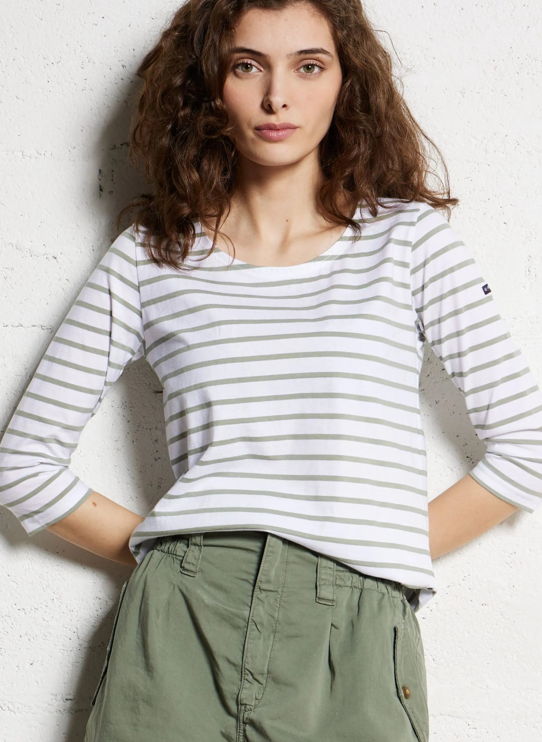 Tee-shirt droit col rond en coton Multicolore