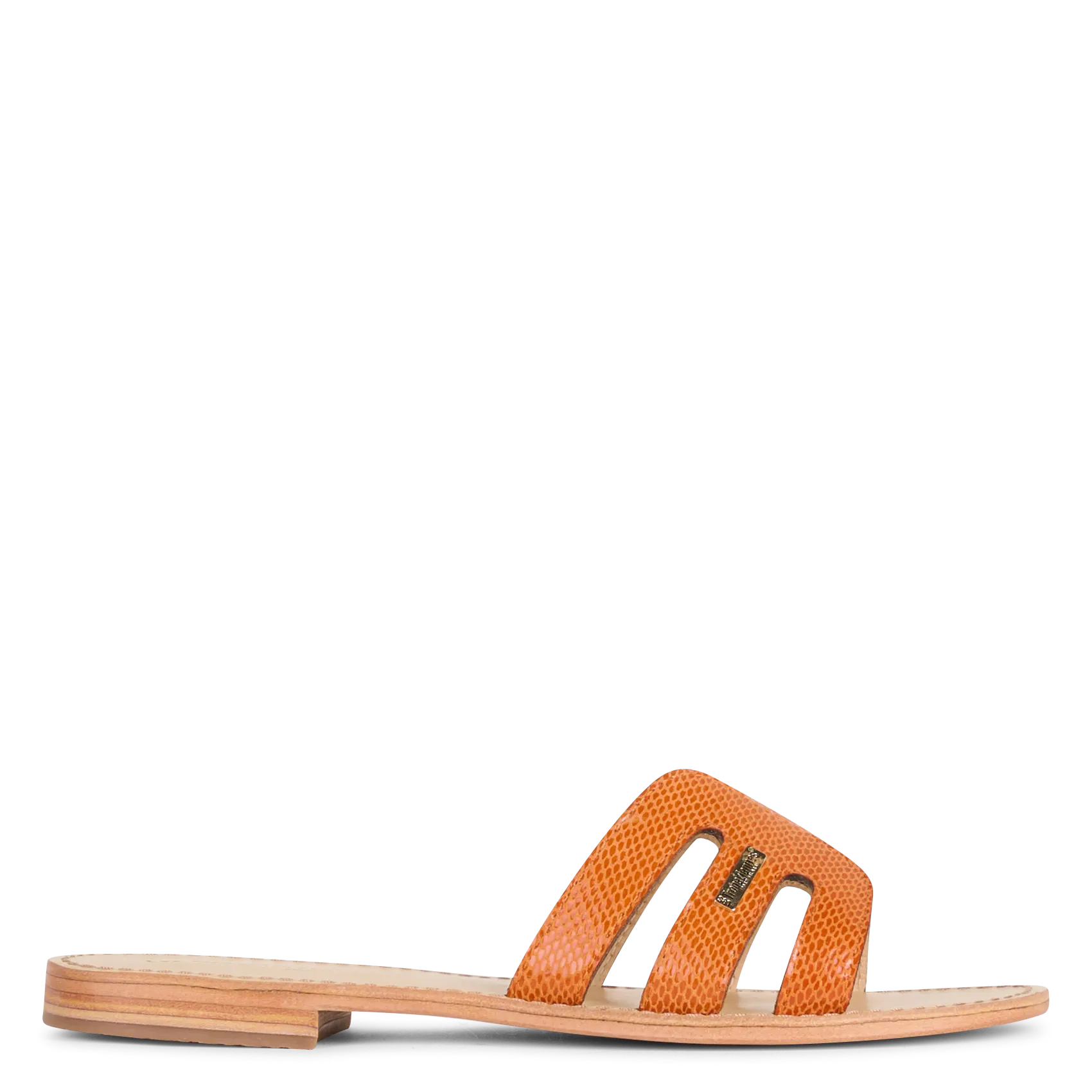 Sandales plates en cuir Orange HADAMIA