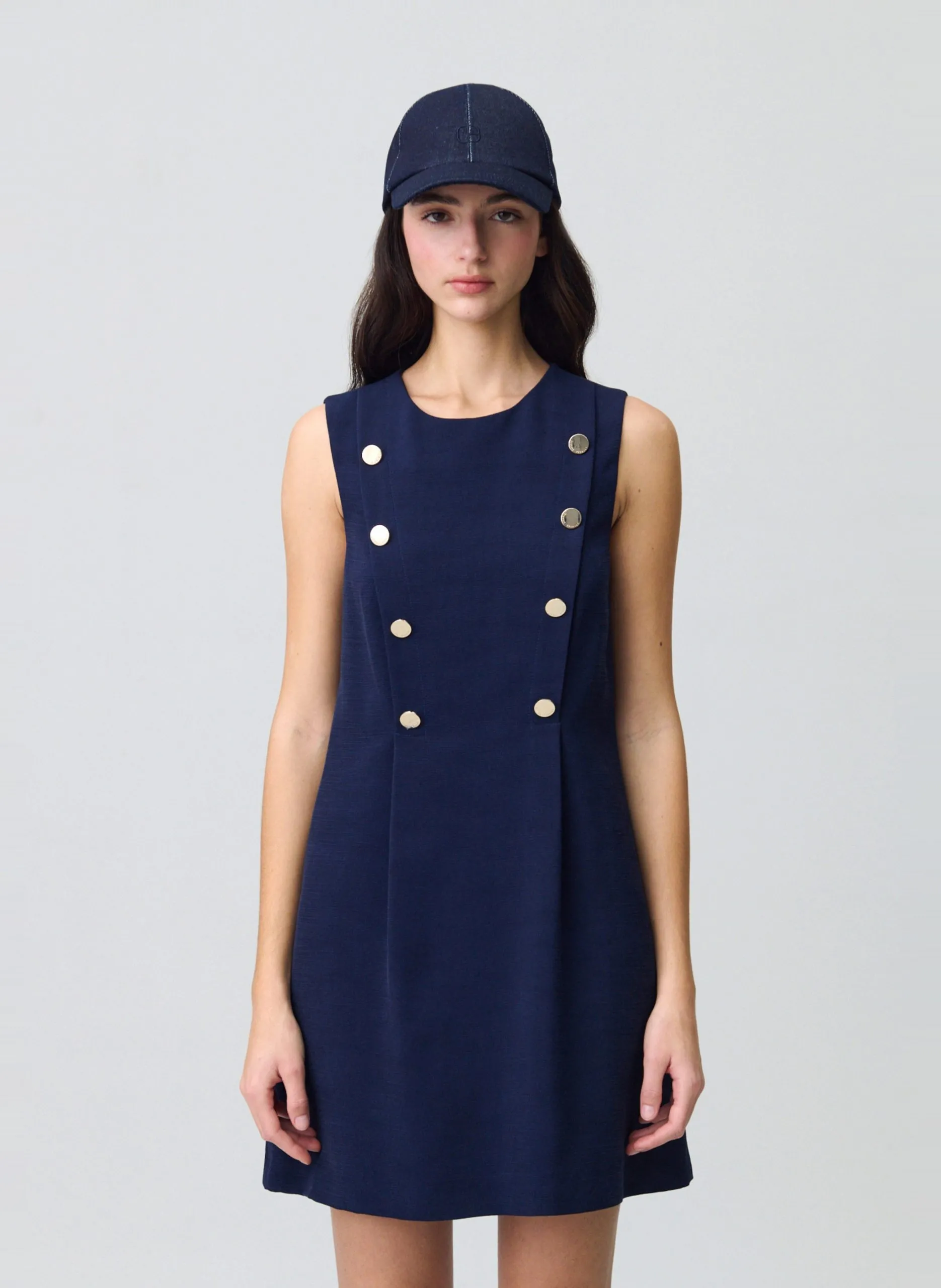 Robe courte cintrée col rond Bleu