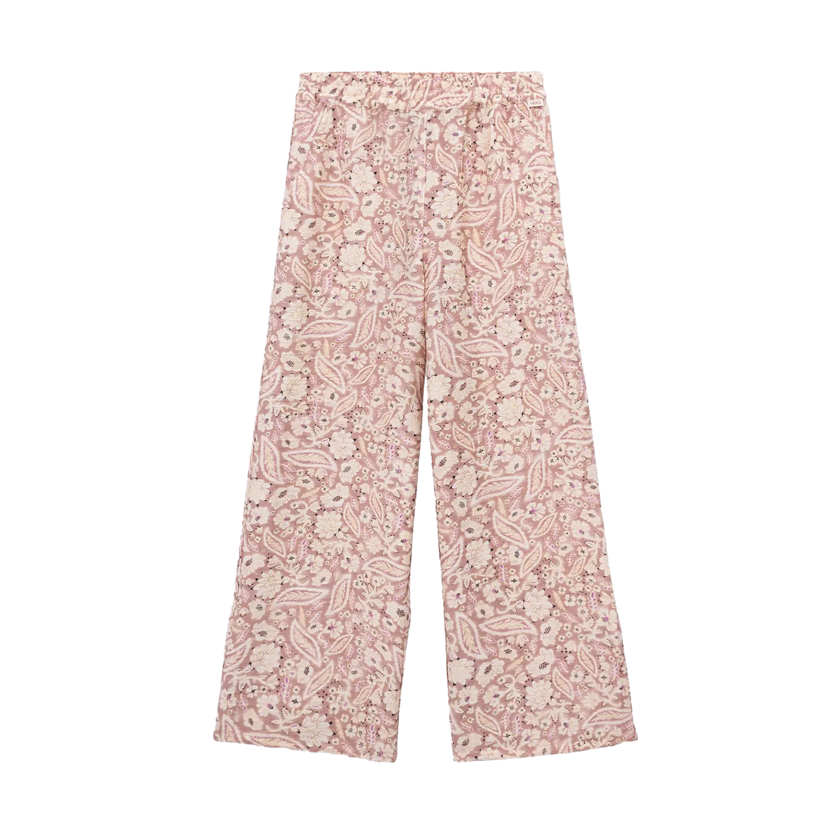 Pantalon large à motifs floraux Rose