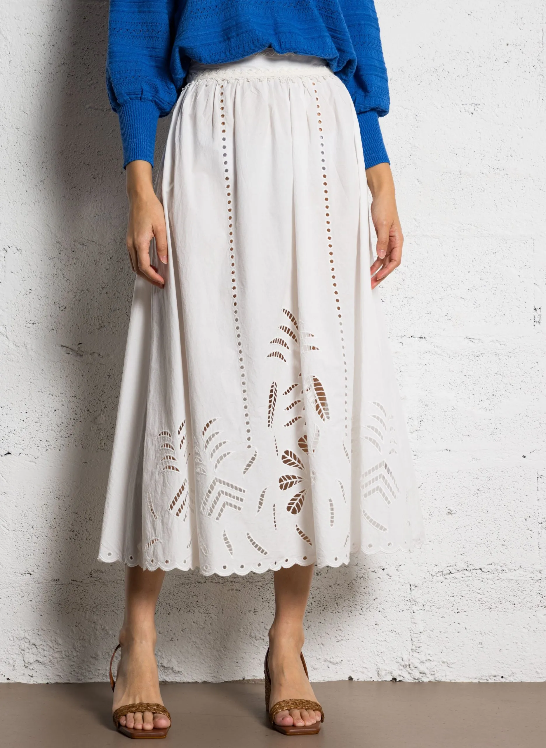 Jupe midi en coton Beige JOSÉ