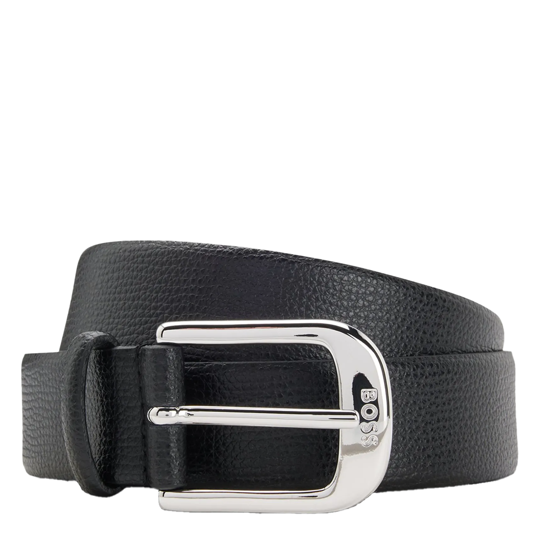 Ceinture à boucle en cuir grainé Noir