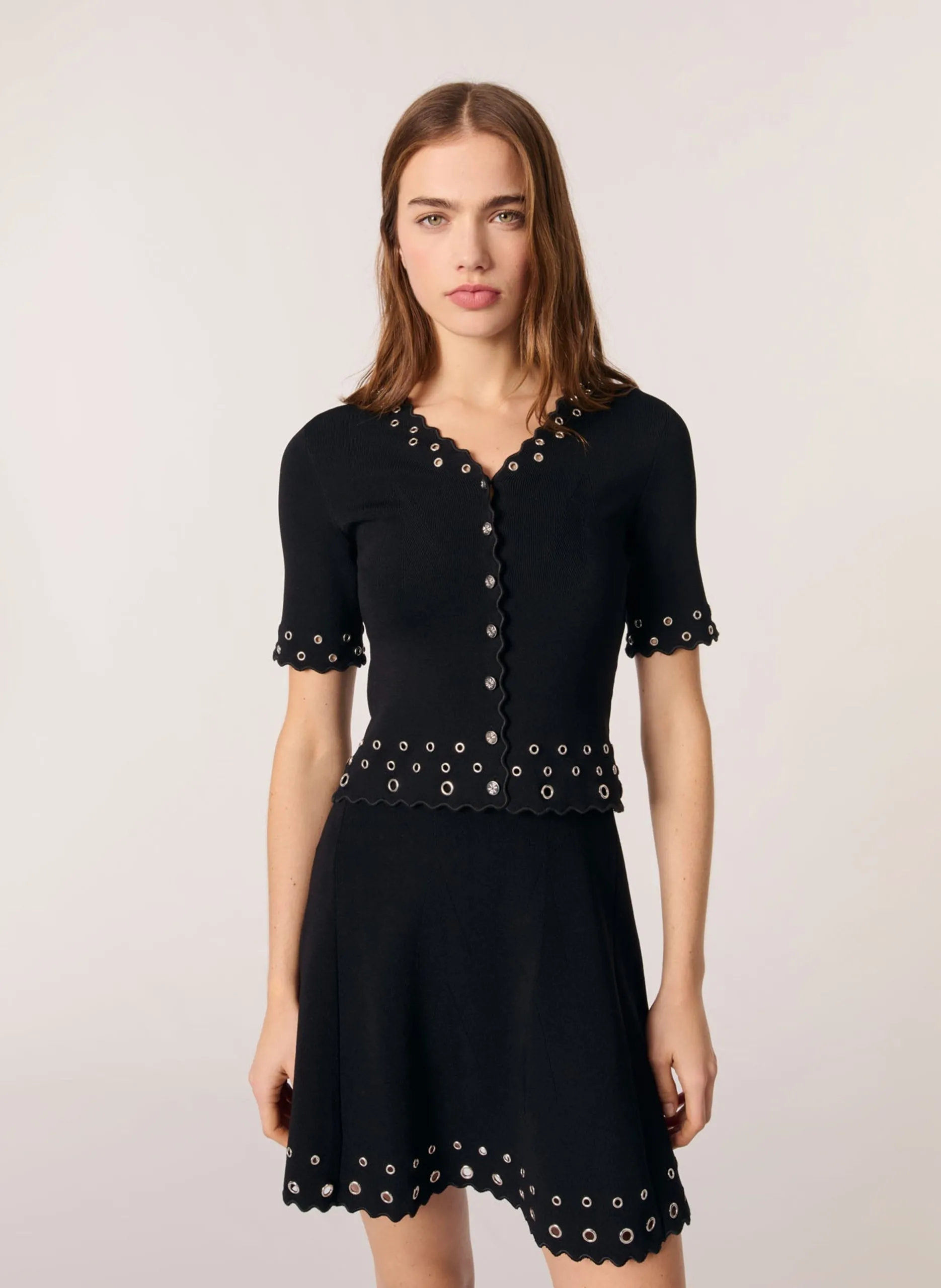 Cardigan boutonné ajusté Noir