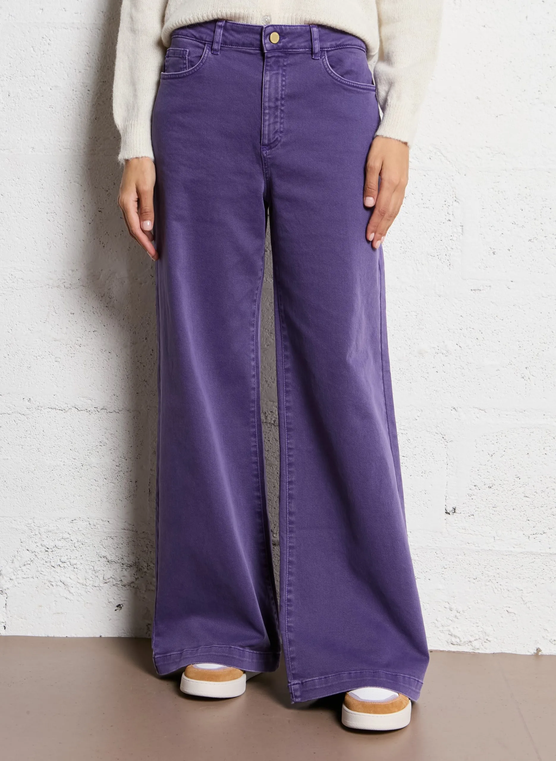 Jean boyfriend taille haute en coton Violet